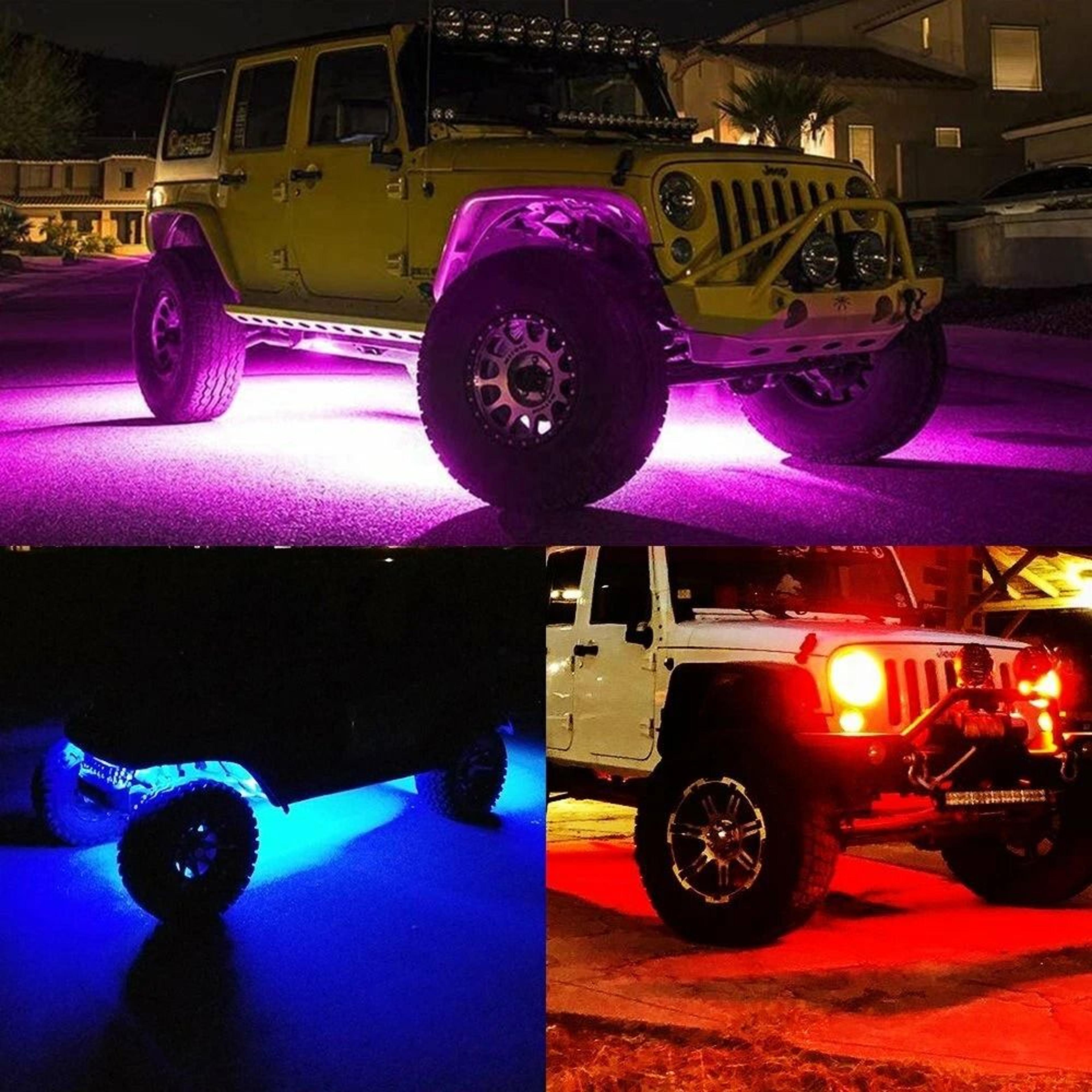led under car glow system, rgb neon tube kit, underglow underbody lights, multi-color music sync lighting