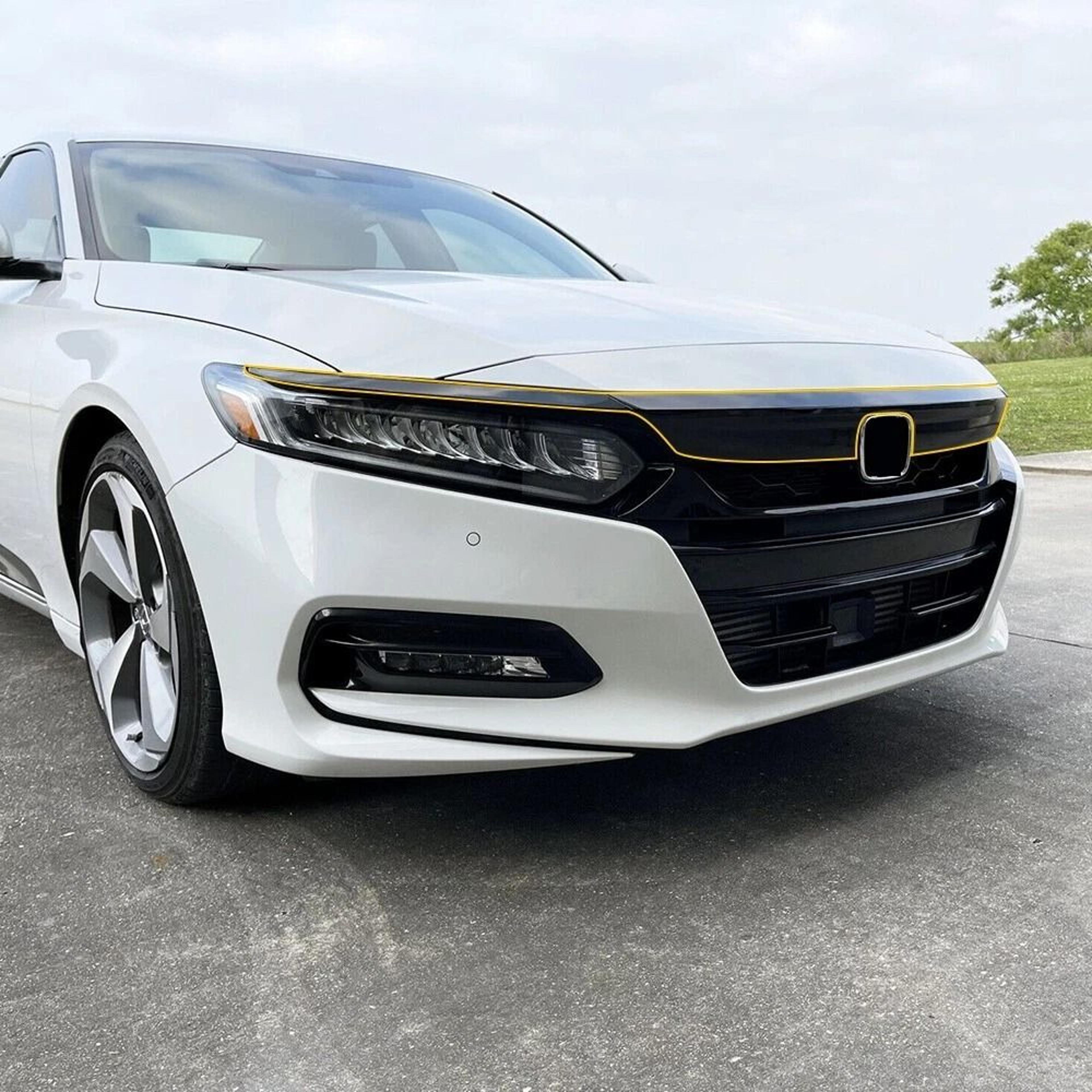 blackout overlay front grill trim, chrome delete for custom car styling, durable gloss black vinyl, perfect fit
