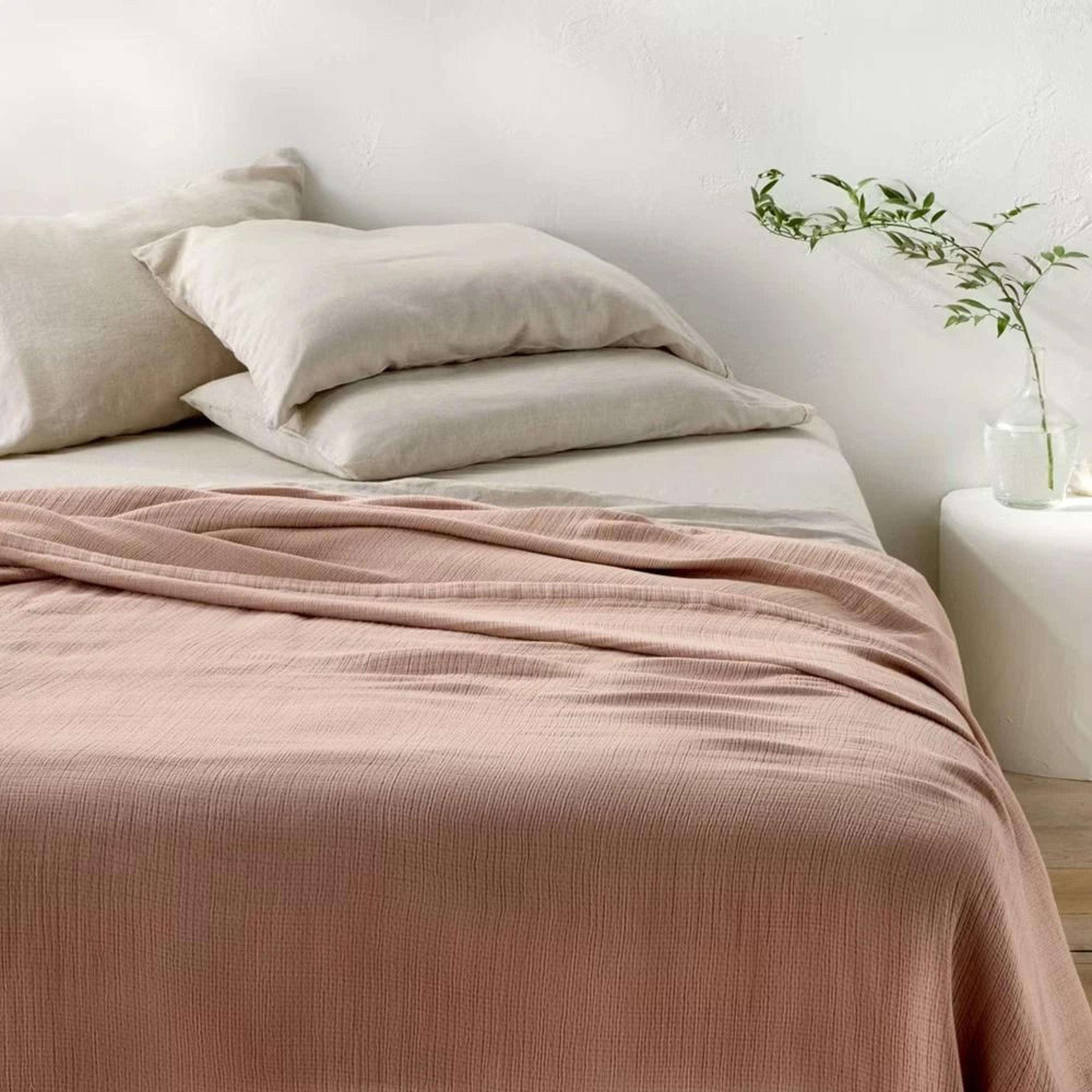 full/queen blanket in rayon from bamboo, light adobe clay – stylish, cozy, eco-conscious