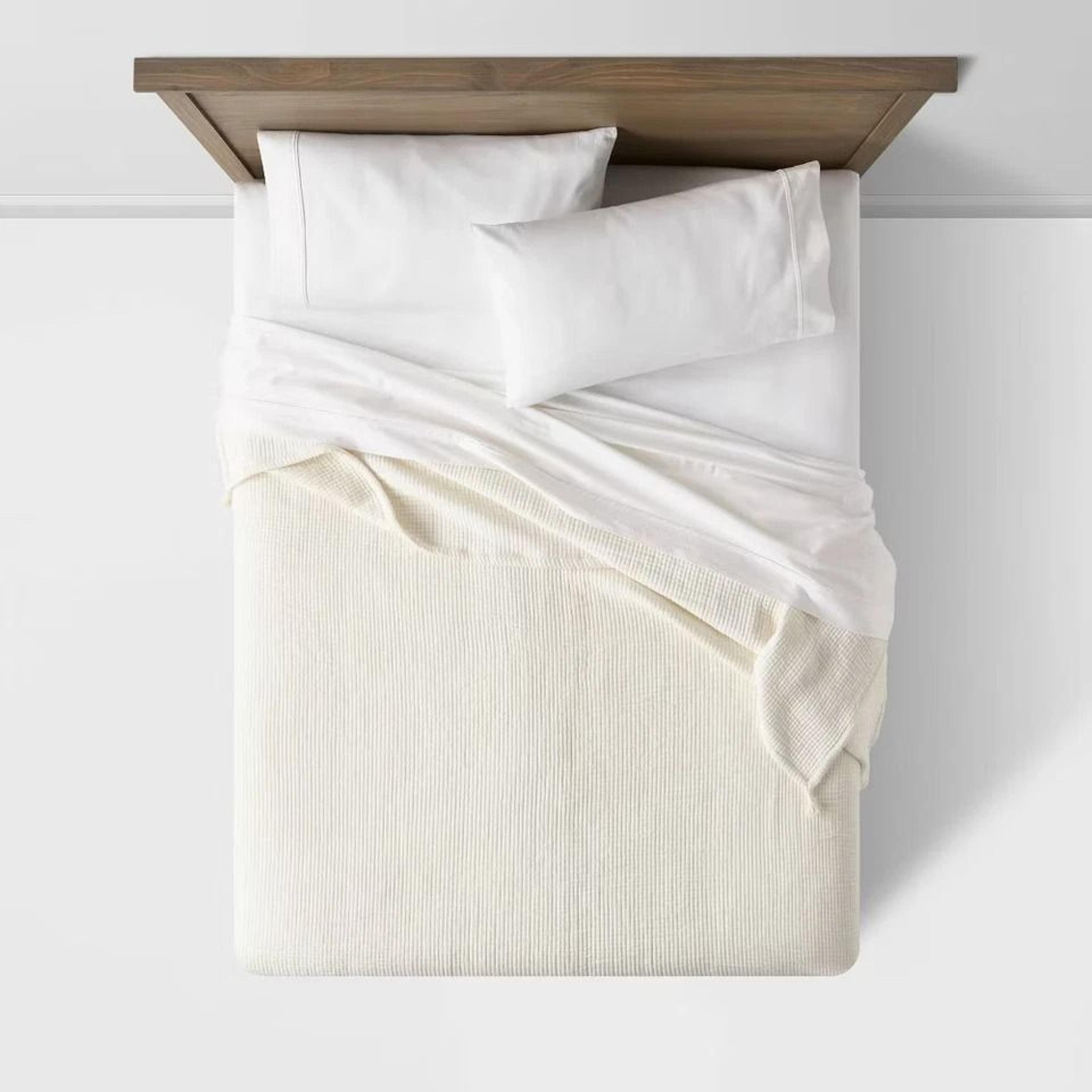 king double cloth quilt cream - threshold, jacquard weave, midweight bedspread for year-round comfort