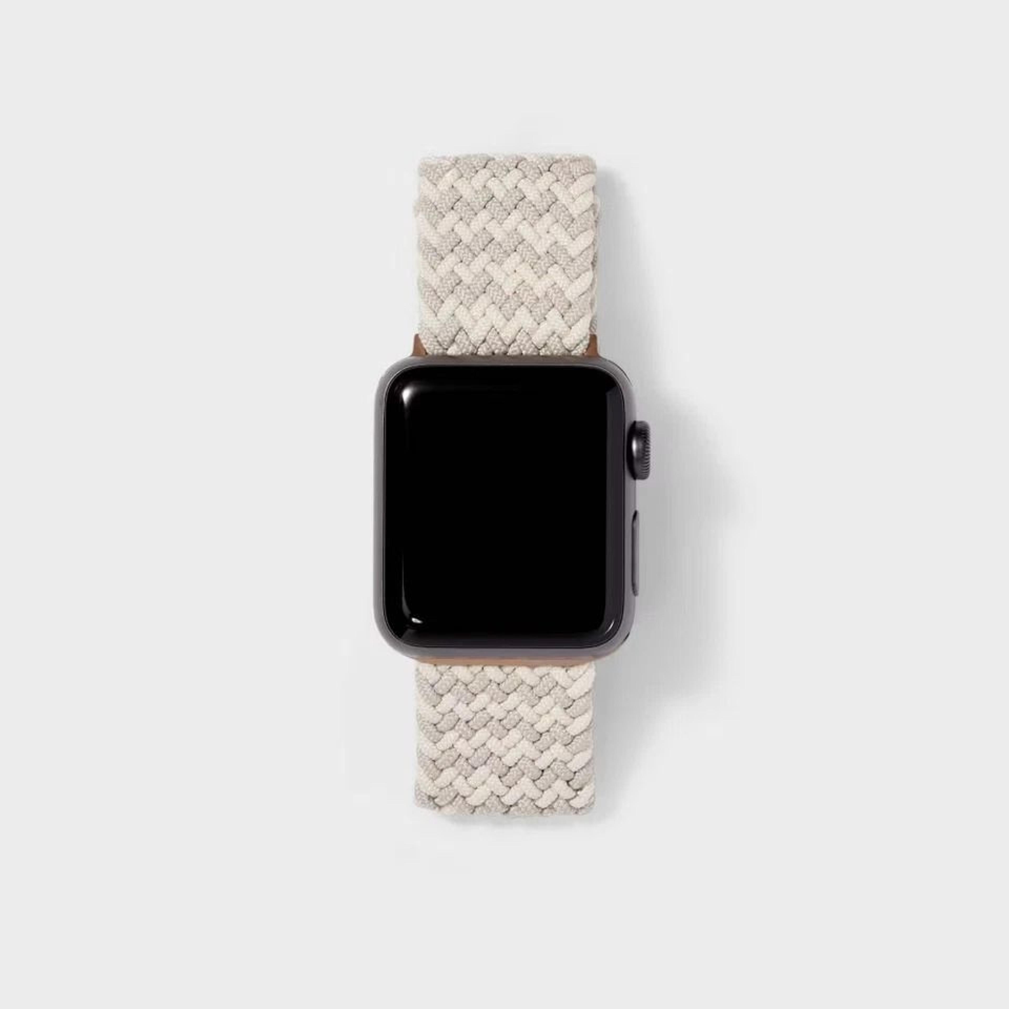 stylish watch knit band , heyday stone white, soft, lightweight, recycled polyester, gold adjustable