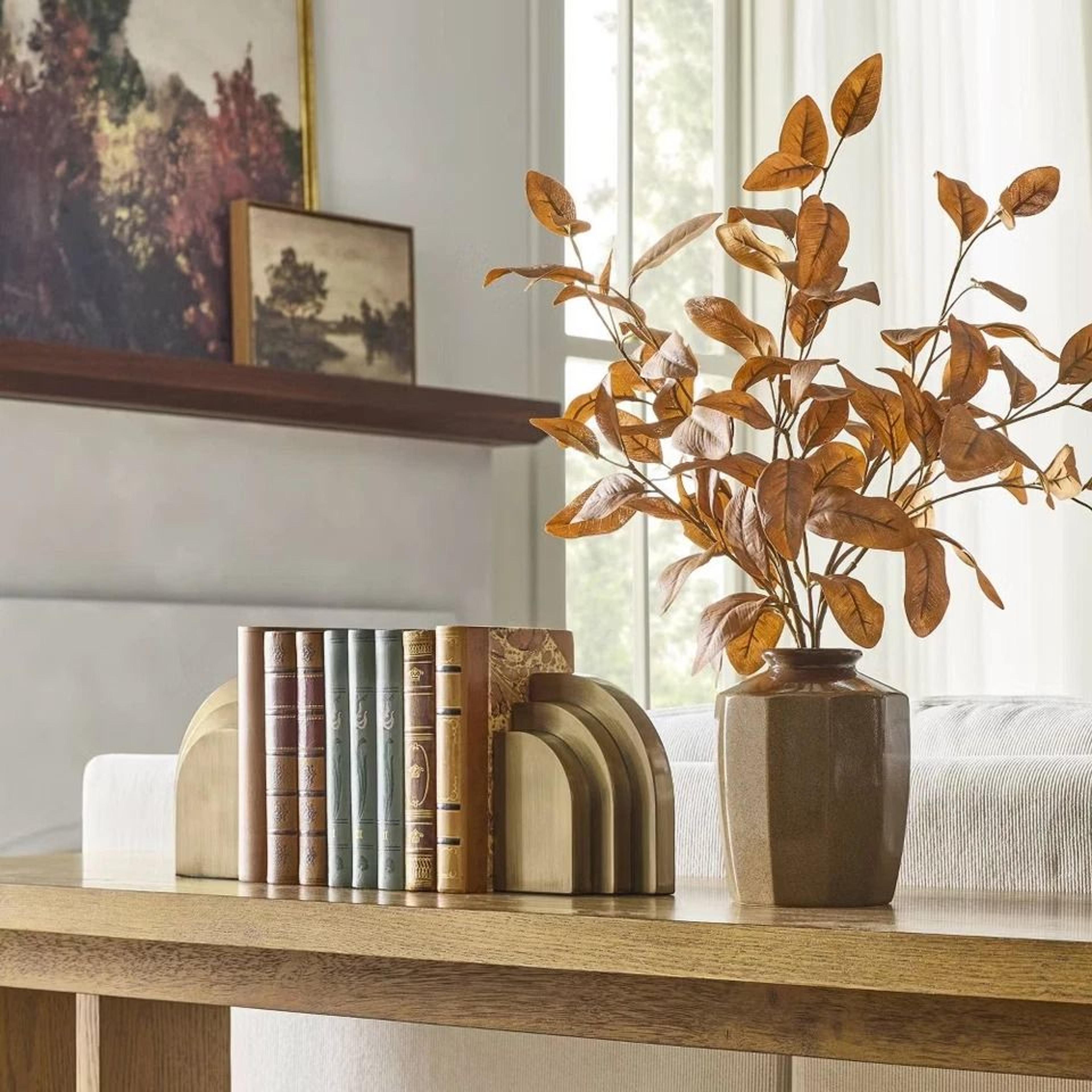 rusted eucalyptus artificial fall arrangement, faux eucalyptus, hearth & hand magnolia