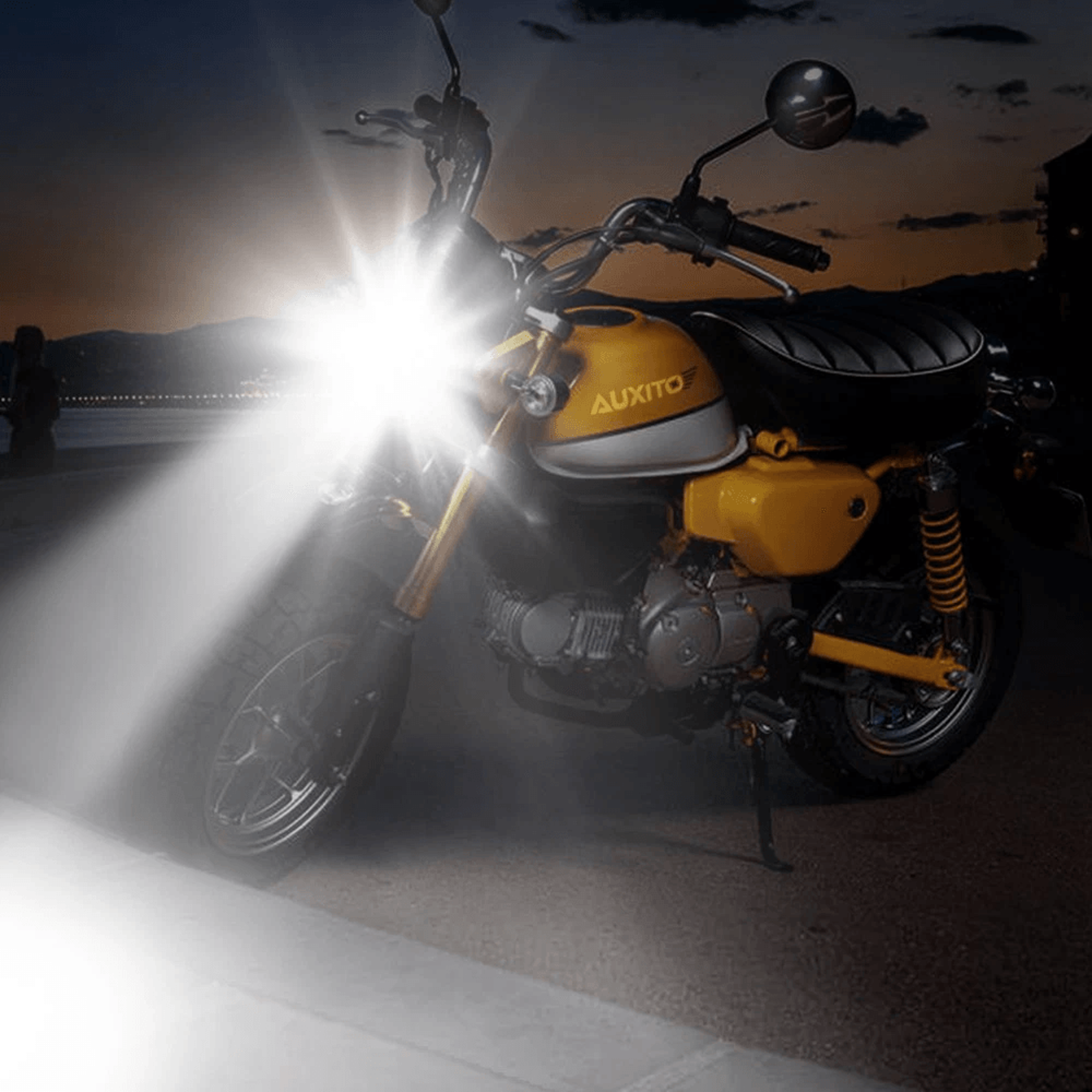 super bright led motorcycle headlight bulbs kit, high low beam, white, waterproof, easy install