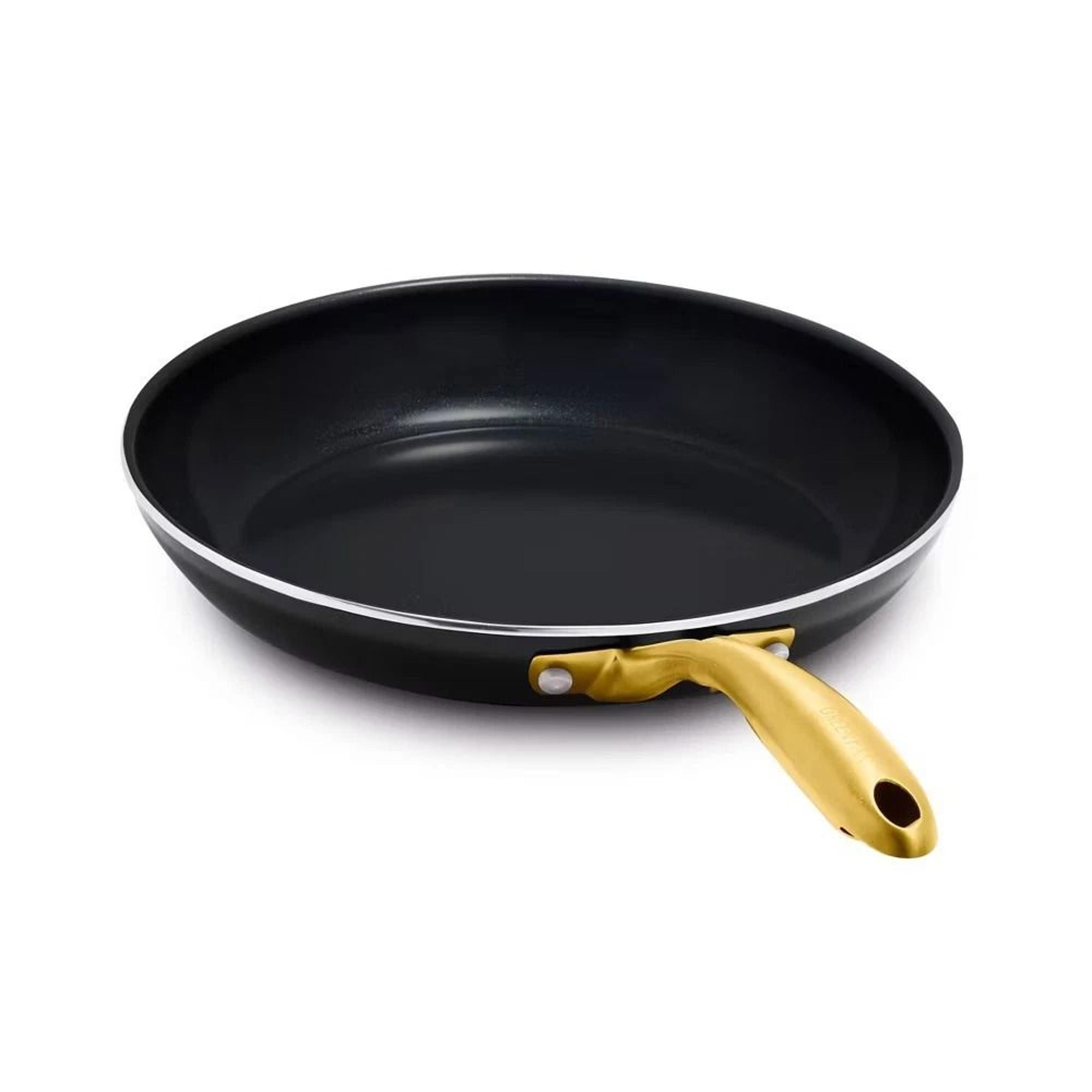 open frypan - black, diamond-infused nonstick, heavy-gauge aluminum, oven safe, dishwasher friendly