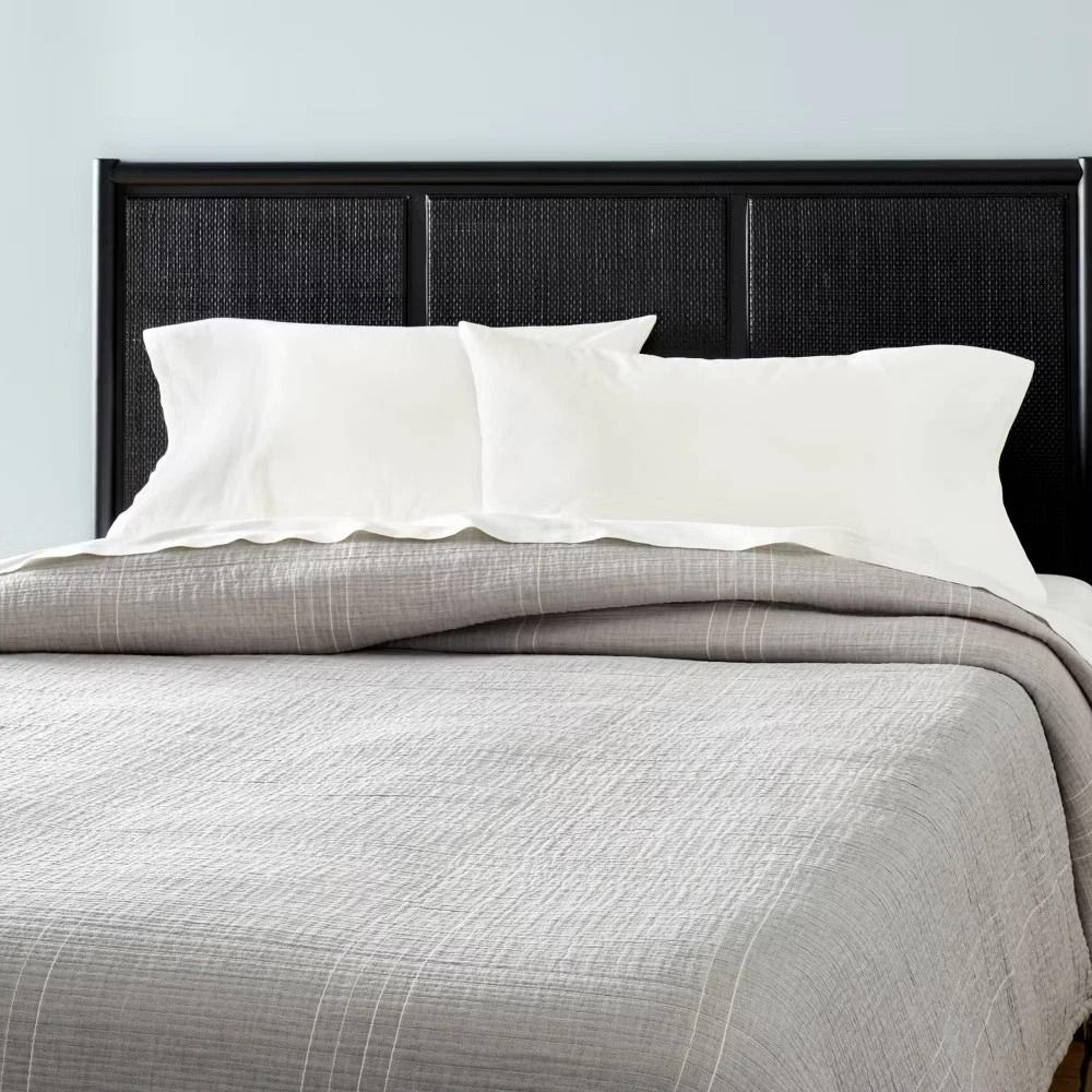 full queen microstripe matelasse coverlet jet gray, jacquard cotton construction, easy care, hearth & hand with magnolia