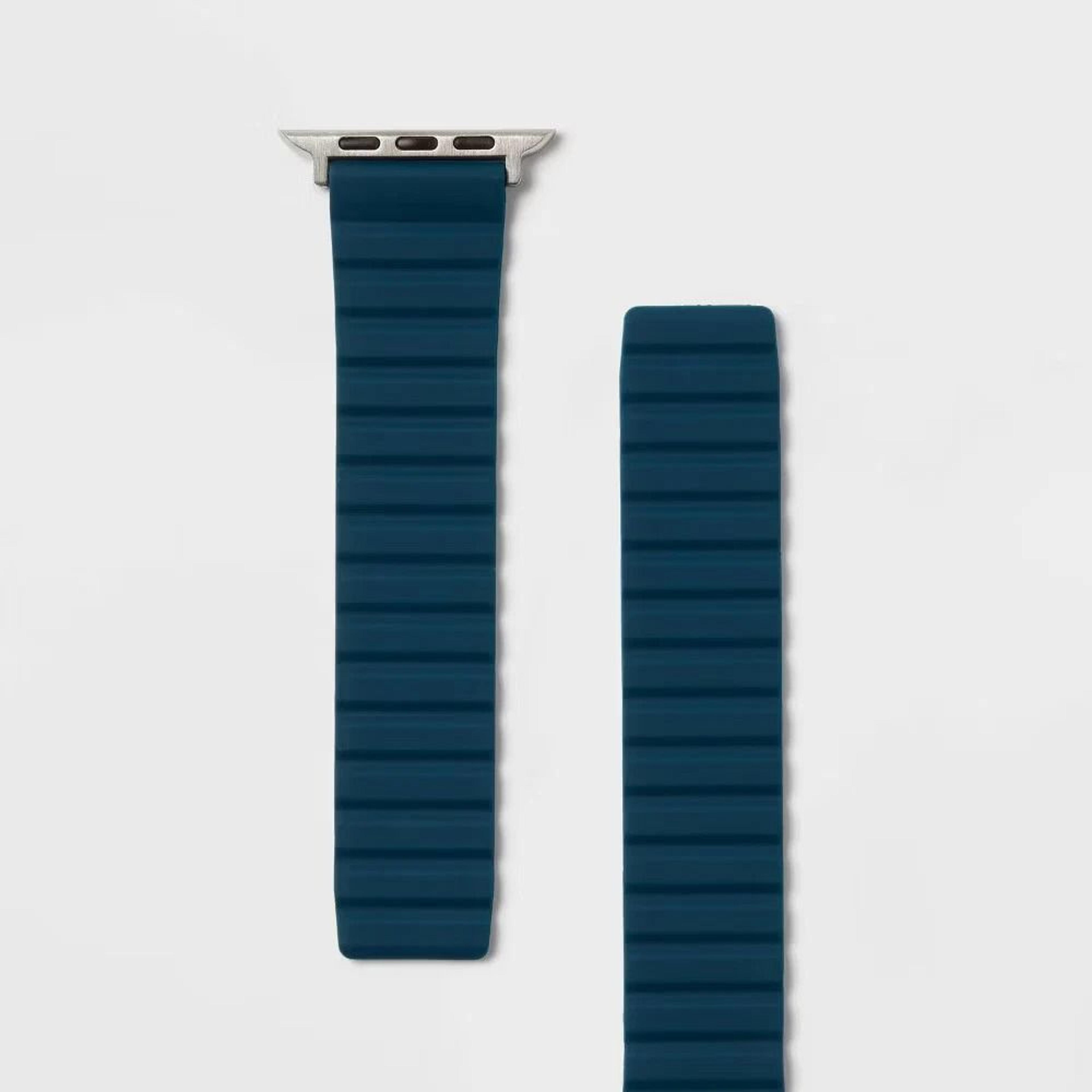 magnetic watch silicone band , dark teal, durable, flexible silicone strap, secure fit