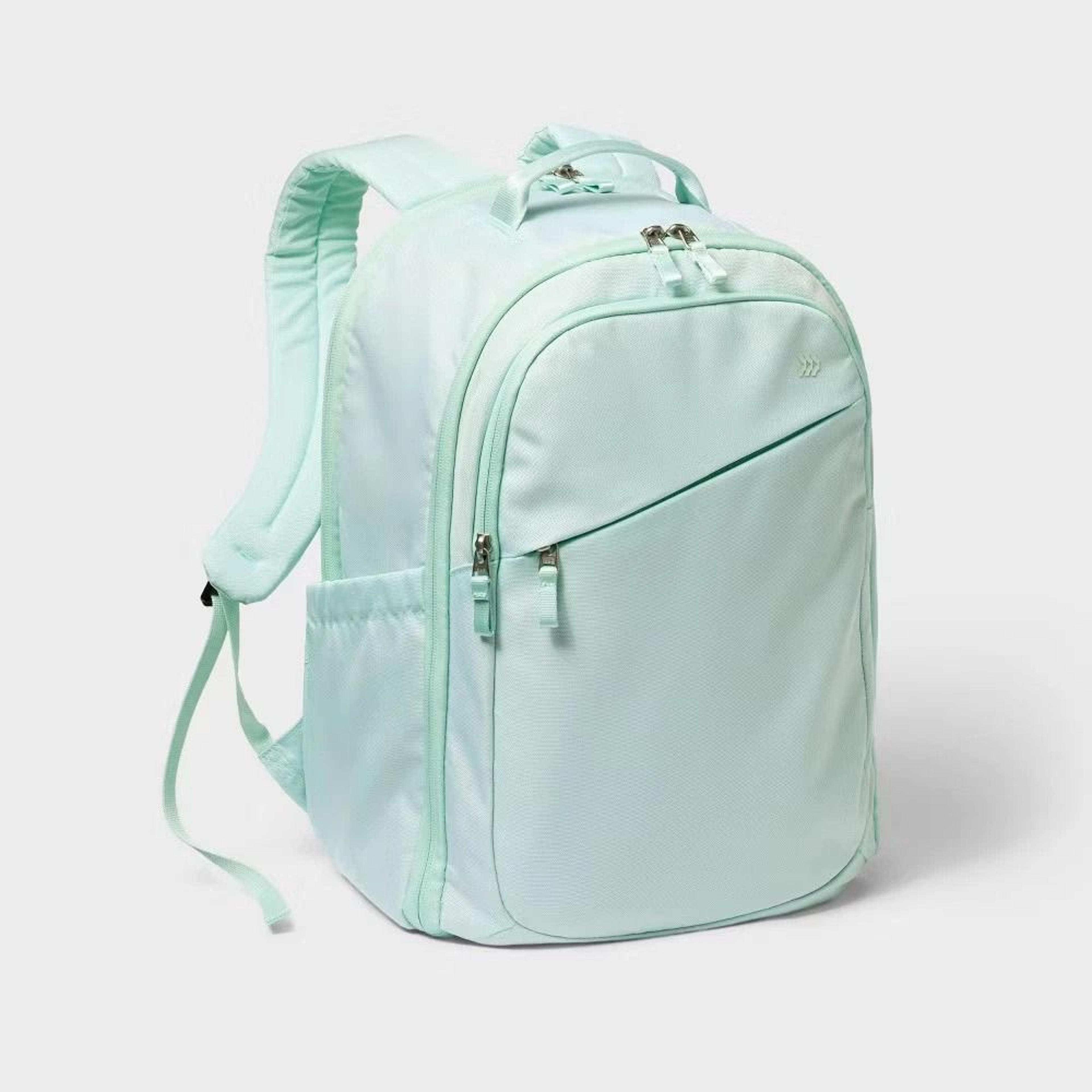 all in motion mint everyday to travel backpack, laptop compatible, water-repellent, adjustable straps
