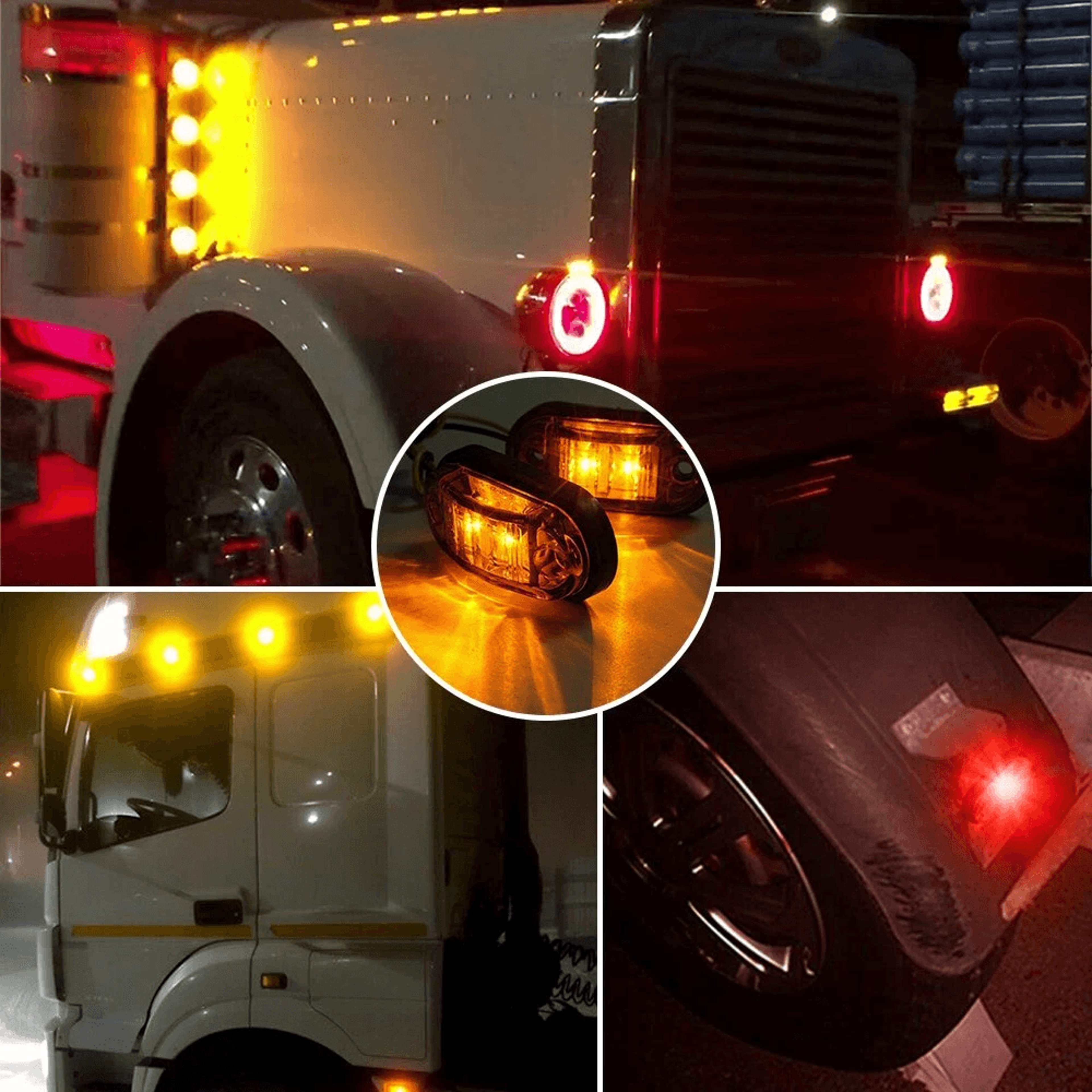 led bullet pickup side marker lights, round truck trailer amber & red e