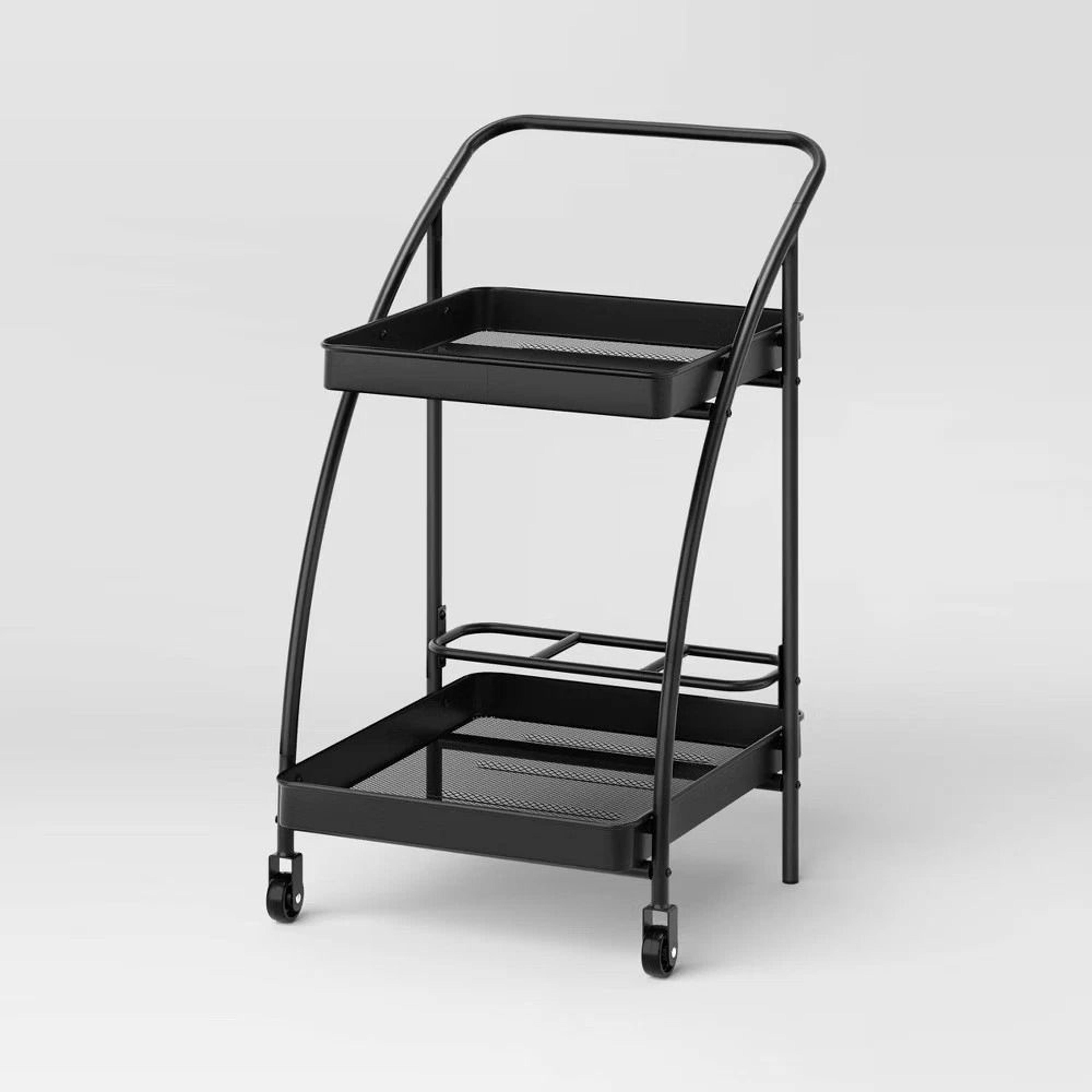 black metal mesh rolling bar serving cart, rust-resistant, room essentials, galvanized steel frame
