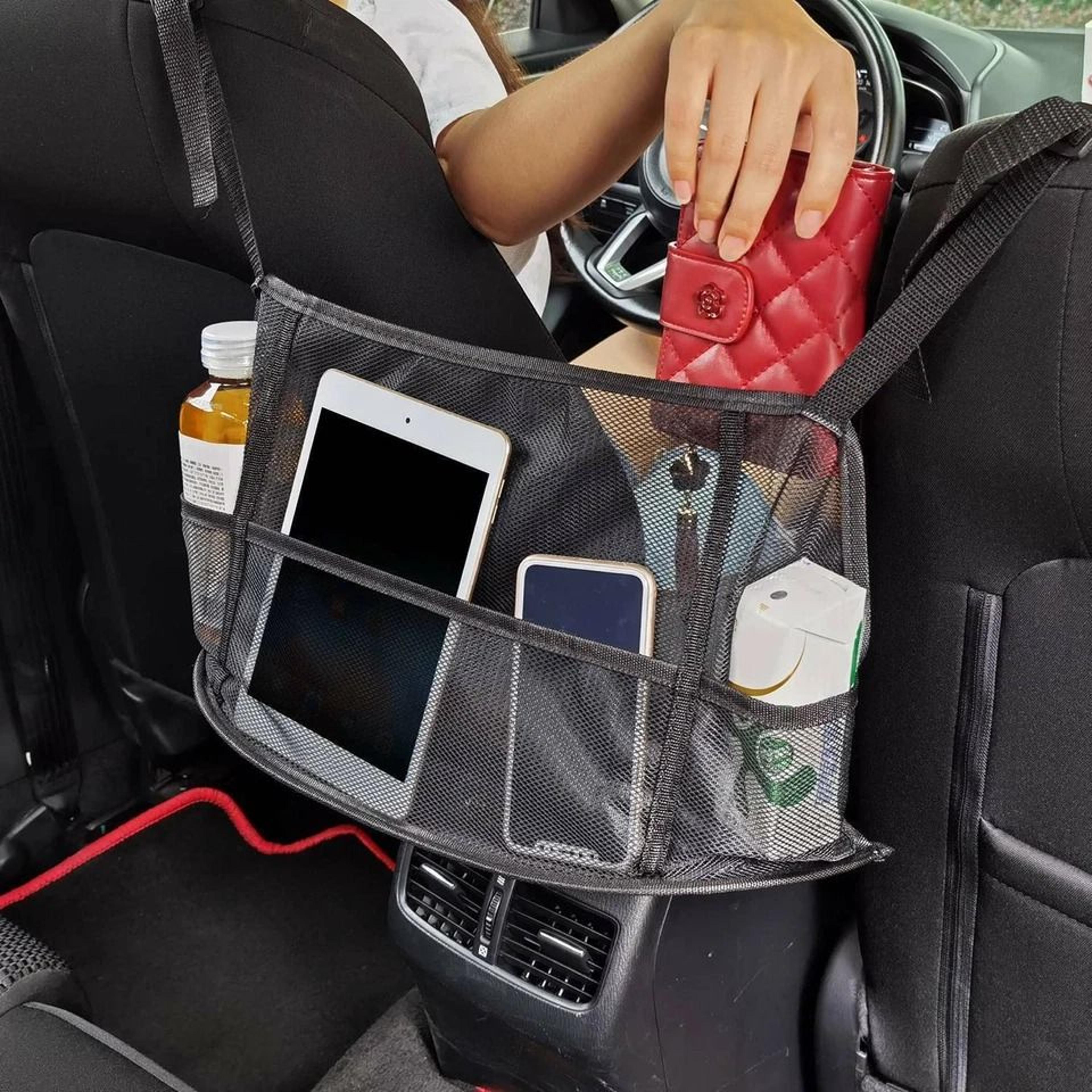 car seat side storage organizer, car net pocket handbag holder mesh pouch bag