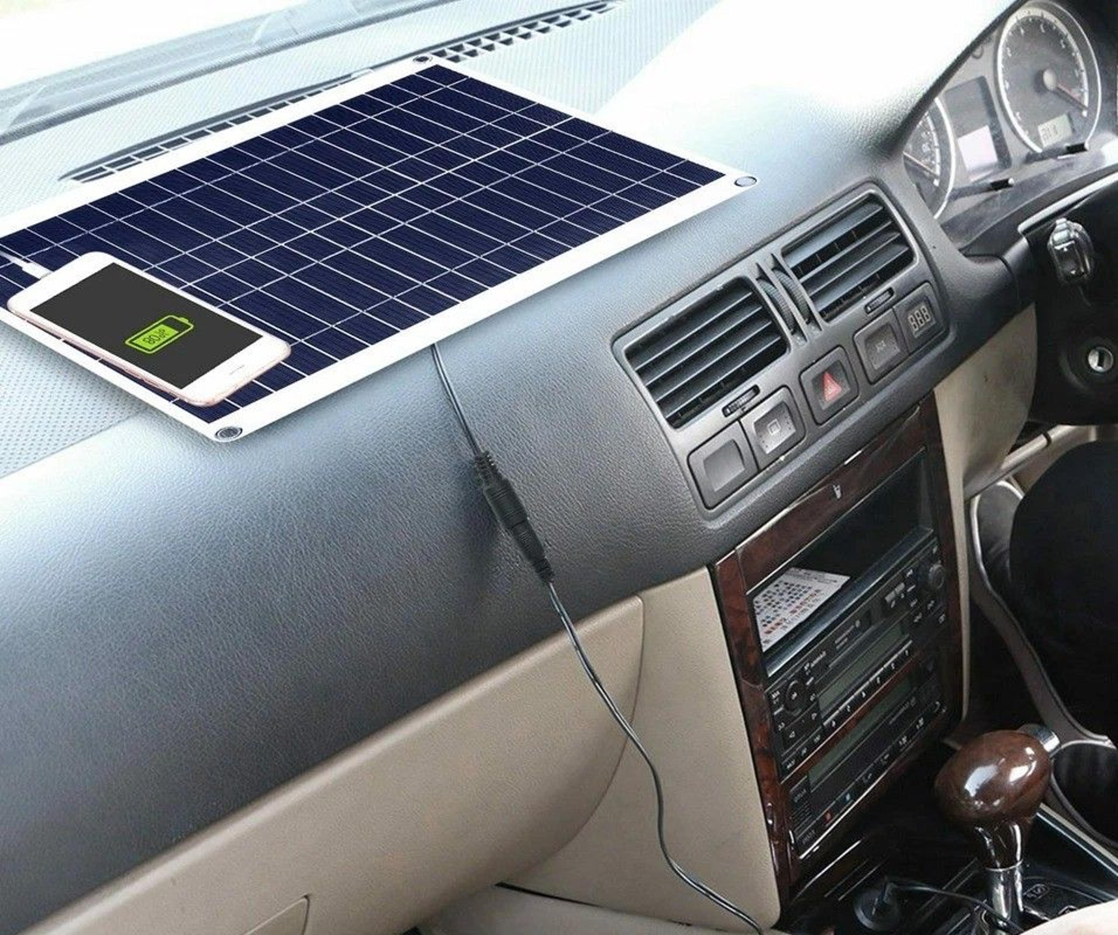 flexible solar panel charger, trickle battery kit for rv, boat, car, and emergency use
