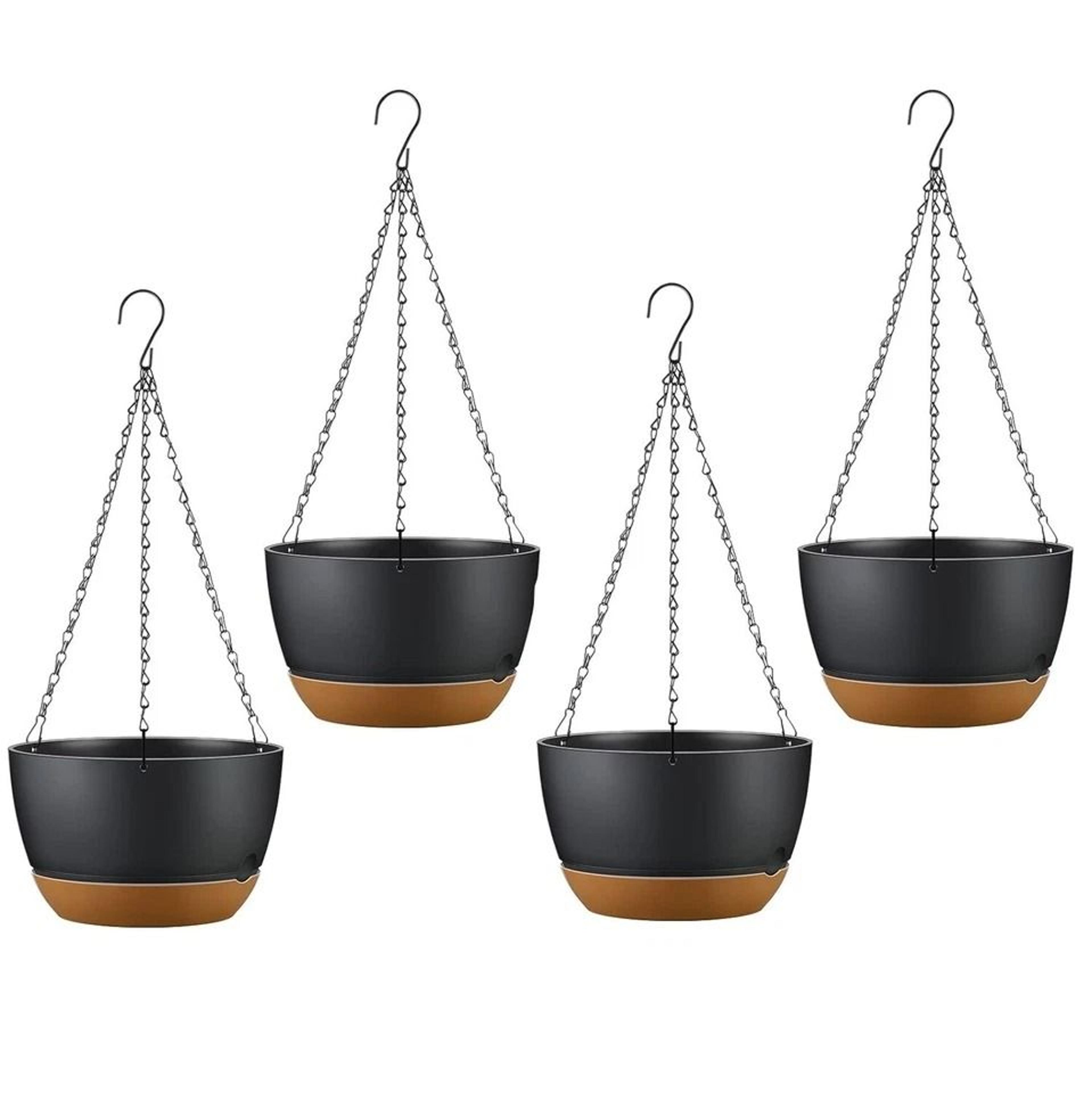 hanging planter pots, plastic garden pots with self-watering tray, diameter, adjustable iron chains for flowers