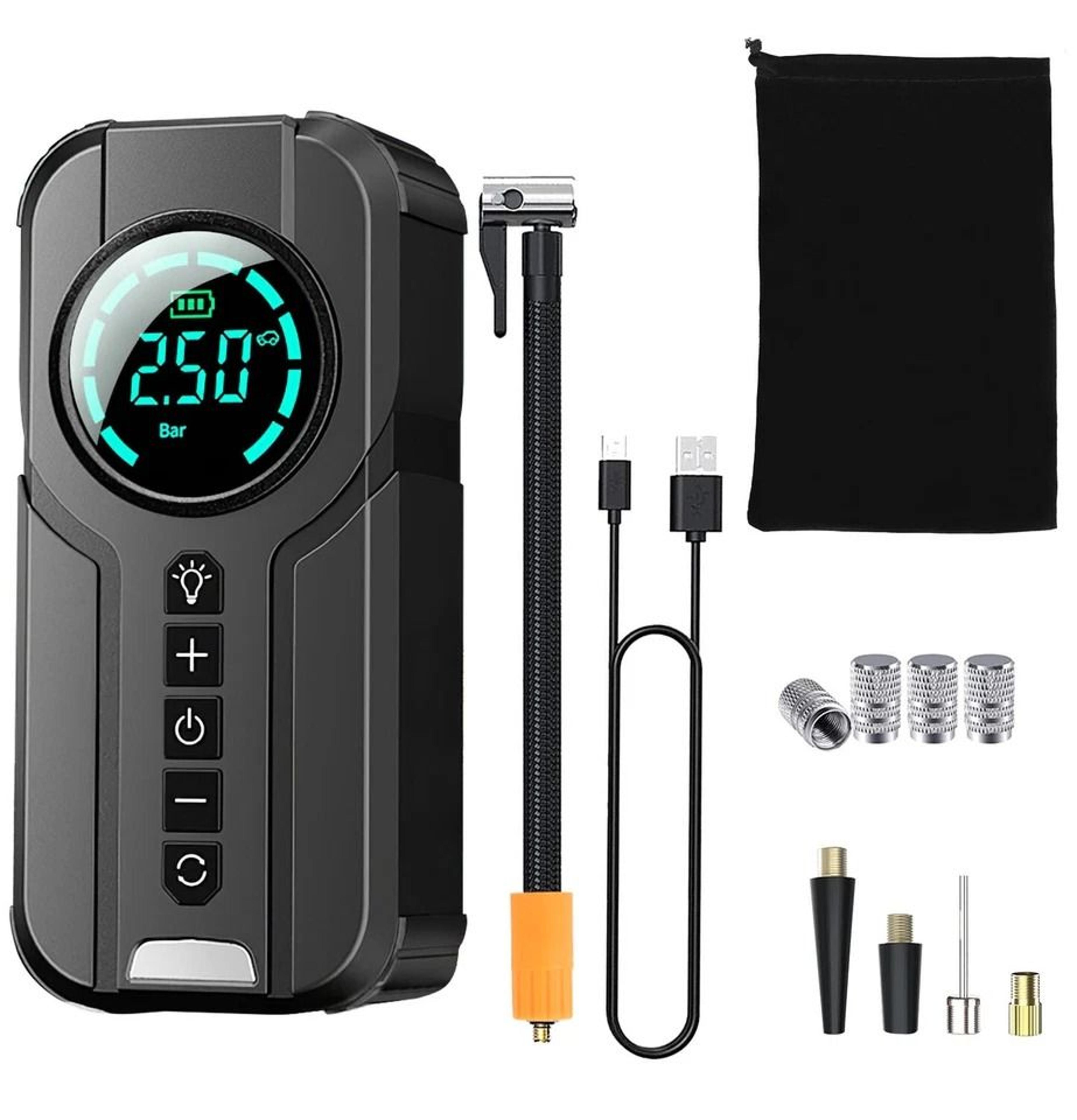 car air pump compressor, lcd tire inflator, electric portable auto tire pump with intelligent control