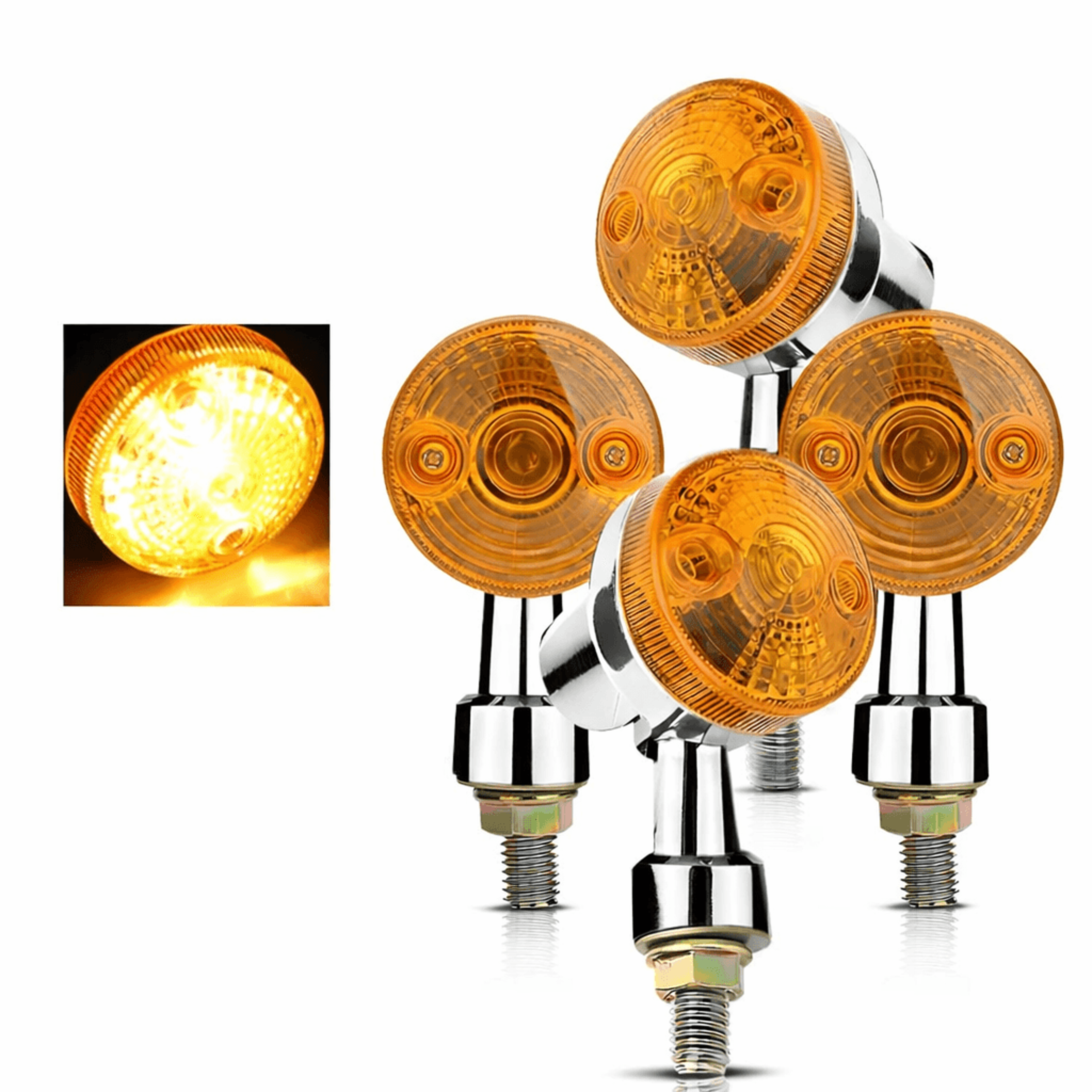 high waterproof amber turn signal lights, chrome thread for motorcycles