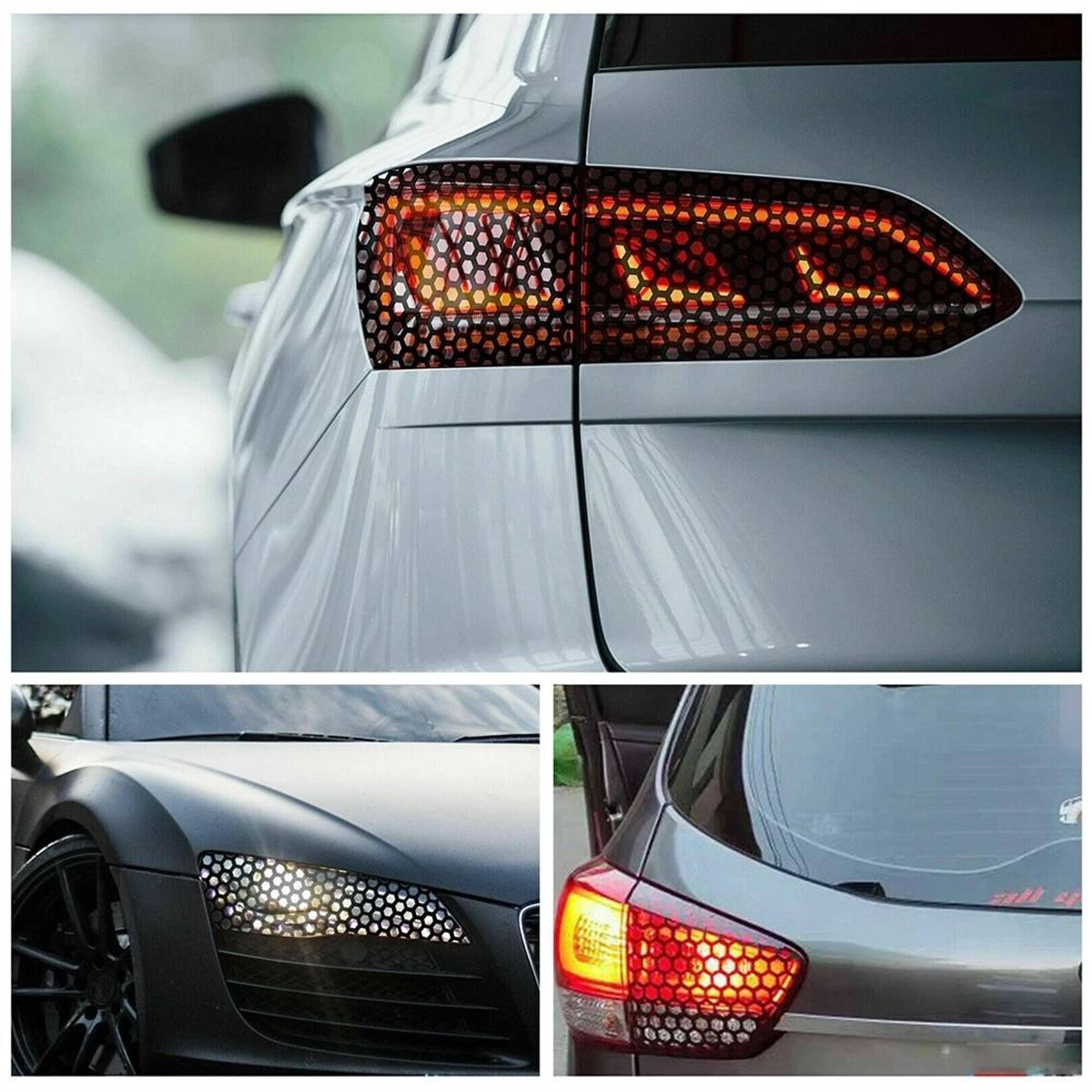 rear tail light sticker, universal honeycomb taillight lamp cover decal for cars
