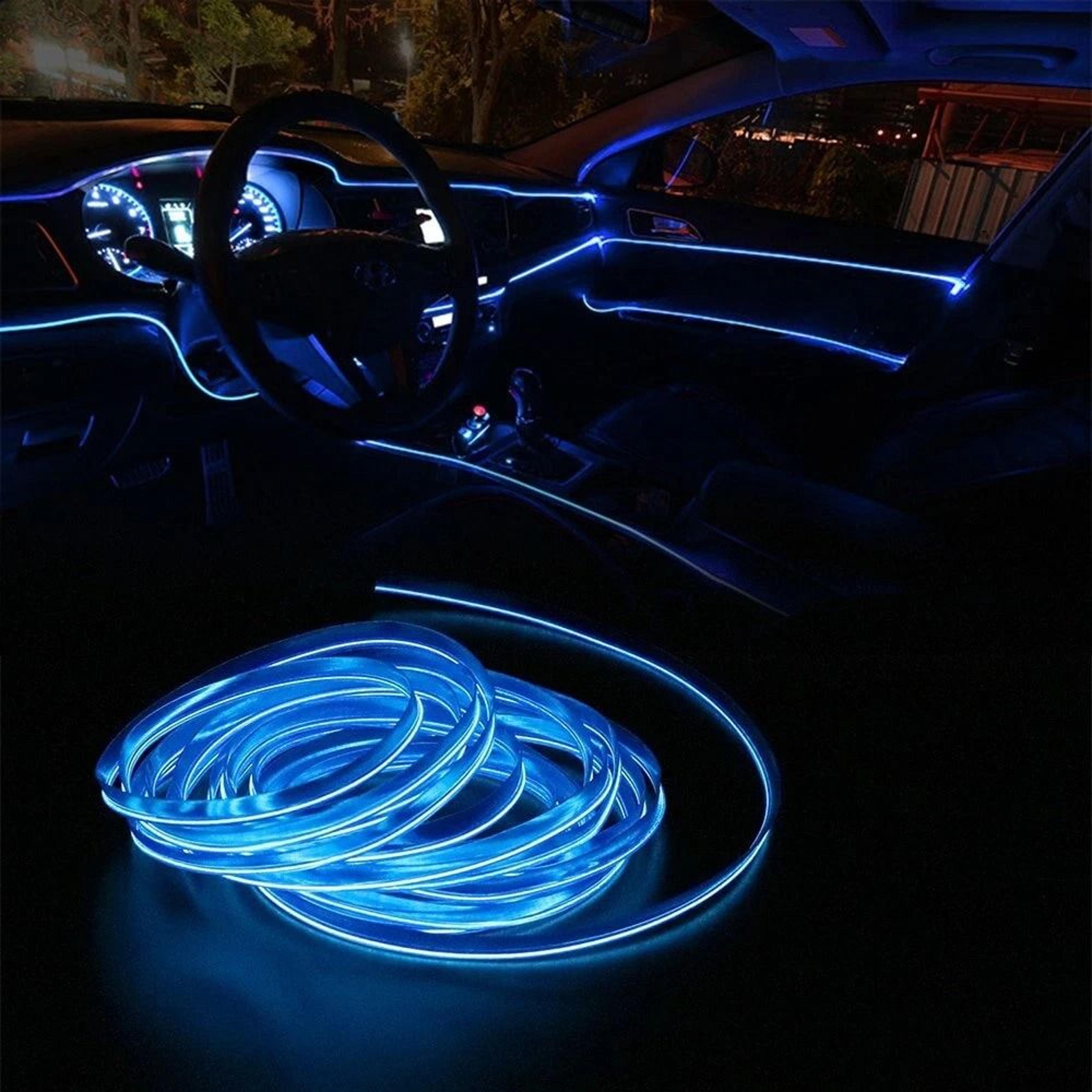 blue led auto car interior light, wire strip lamp, atmosphere decor for vehicles