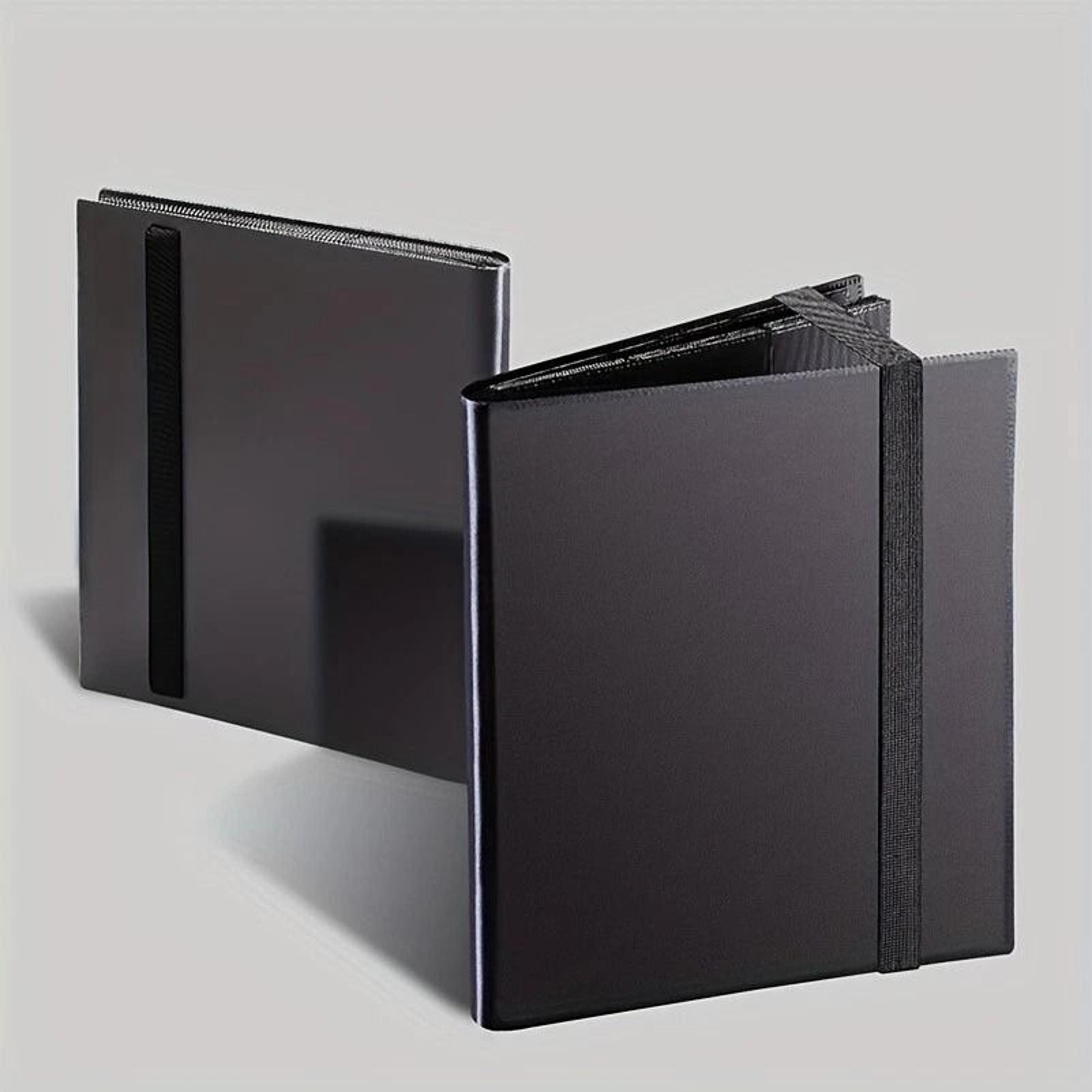 black card pocket binder with strap, pocket trading cards album folder, durable and stylish card organizer