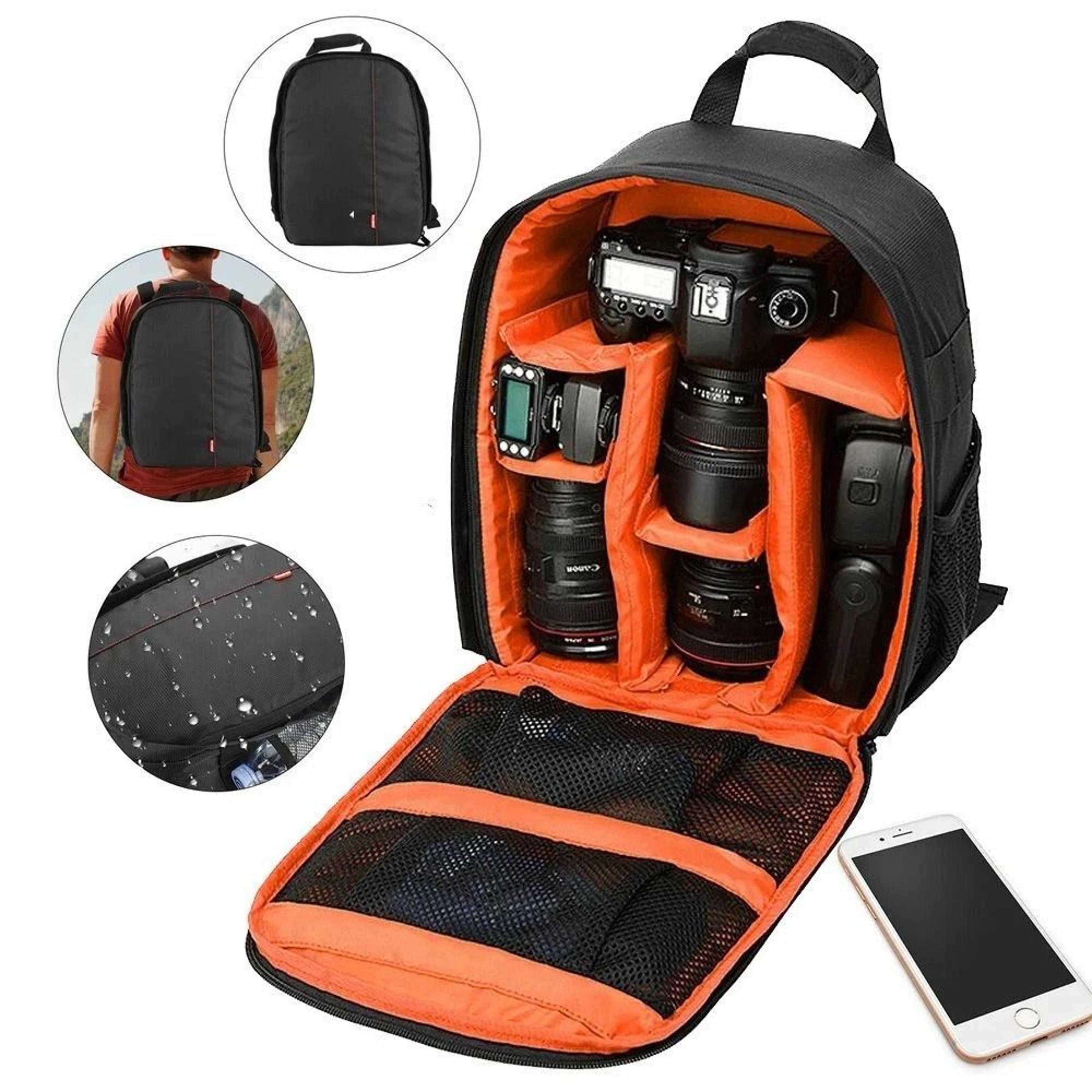 waterproof camera backpack, durable shoulder bag, large capacity for dslr, lenses, and accessories