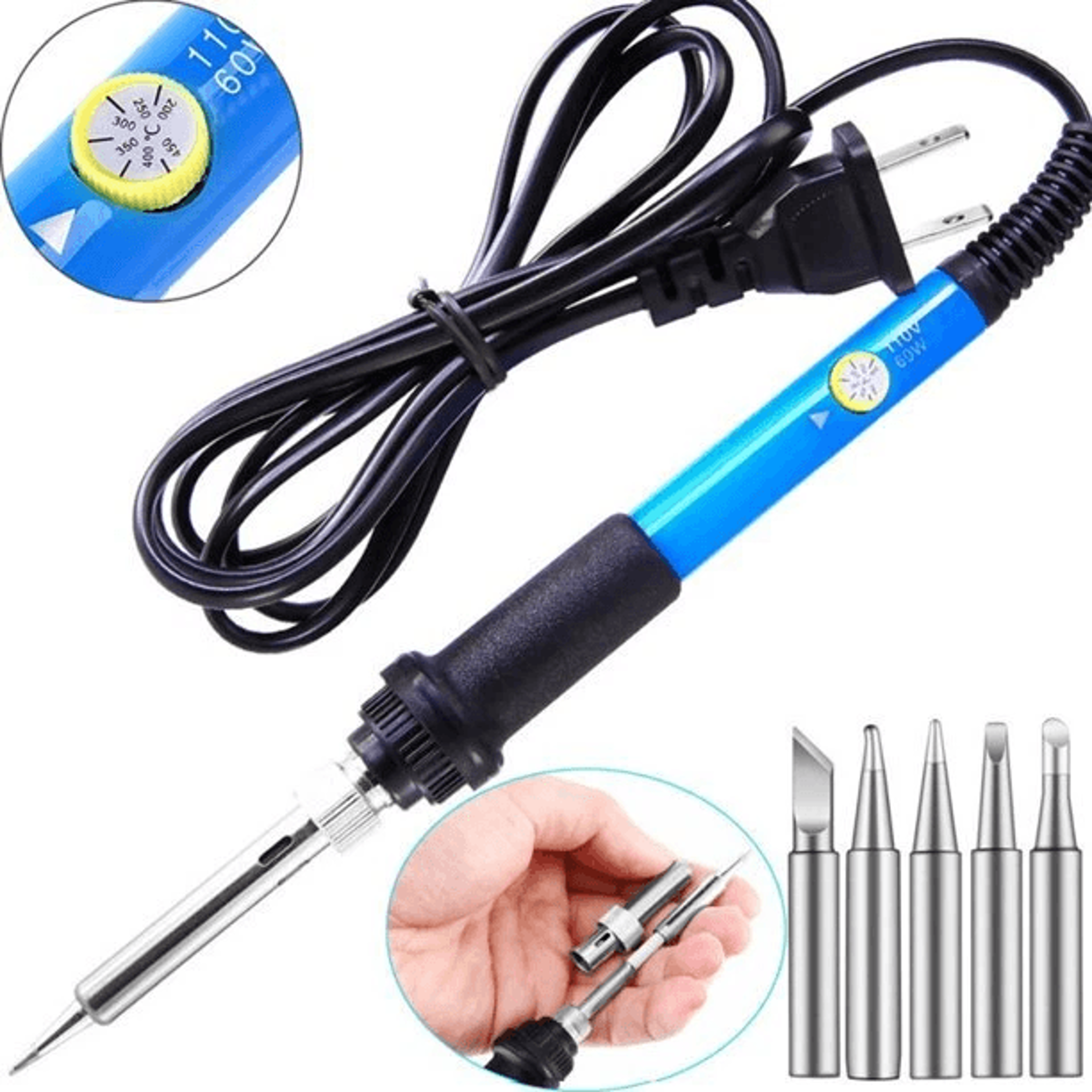 adjustable temperature electric soldering iron gun, 60w welding solder wire, ideal for diy