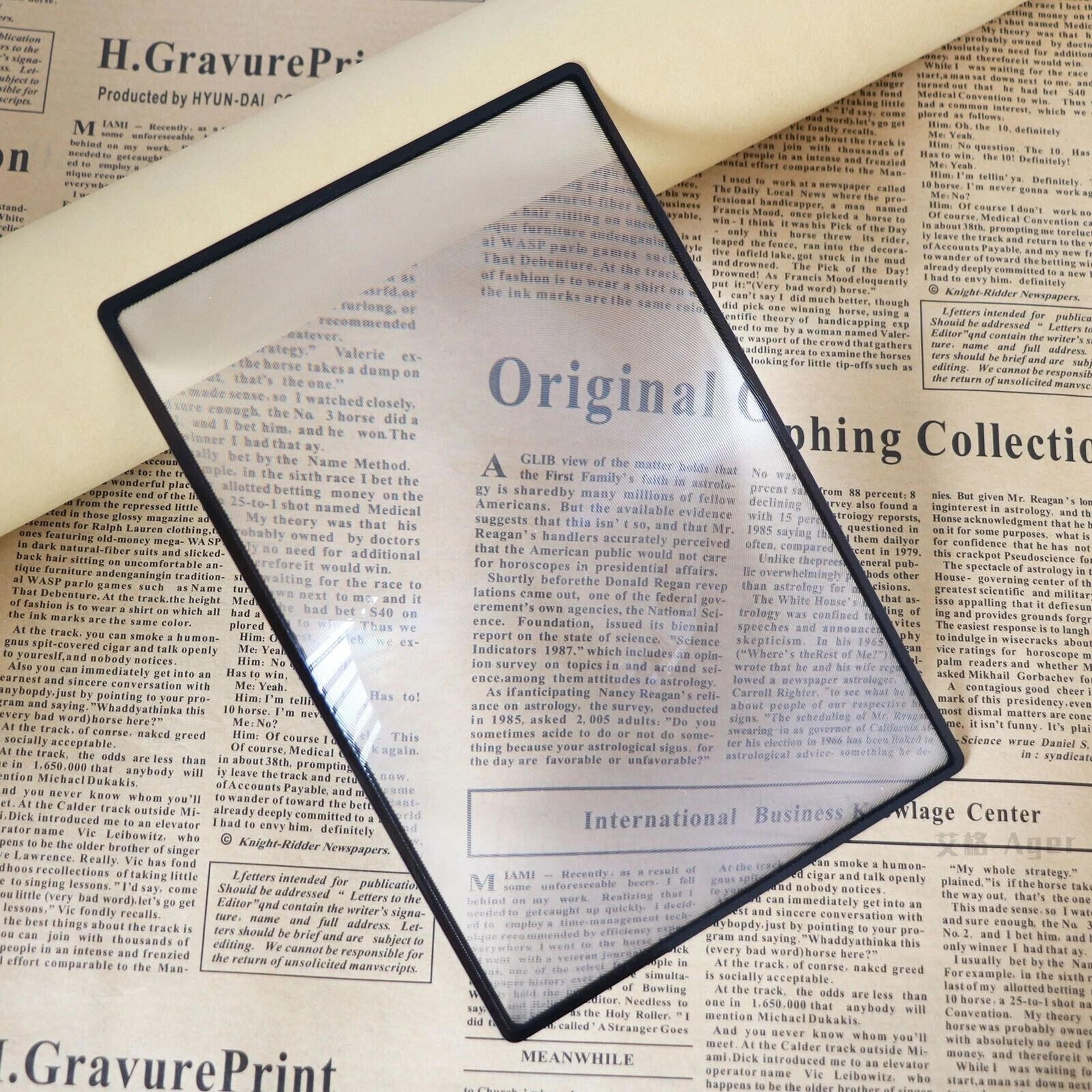 full page magnifying lens, 3x reading aid, large magnifier sheet for books and documents