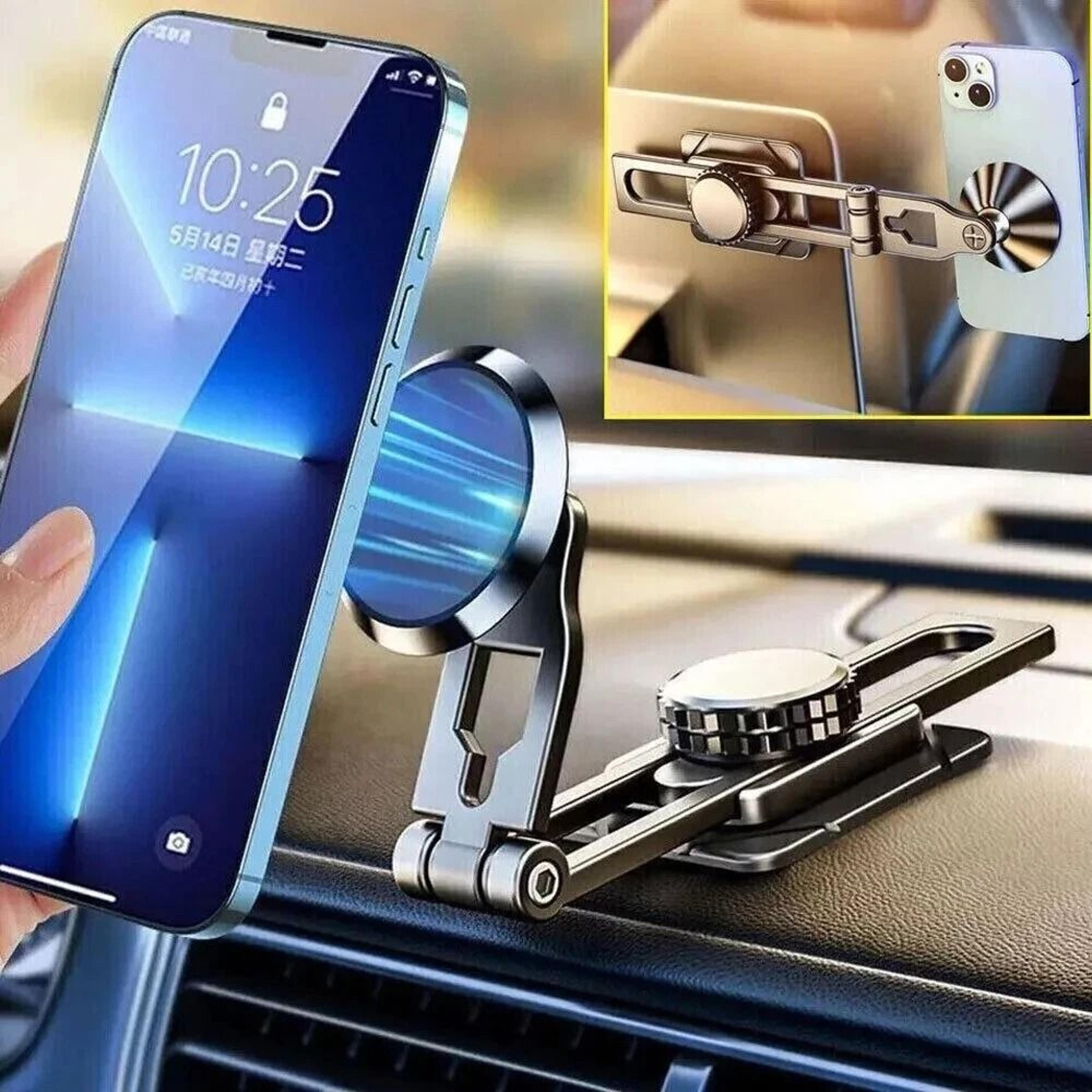 universal magnetic car mount, rotating dashboard holder for cell phone