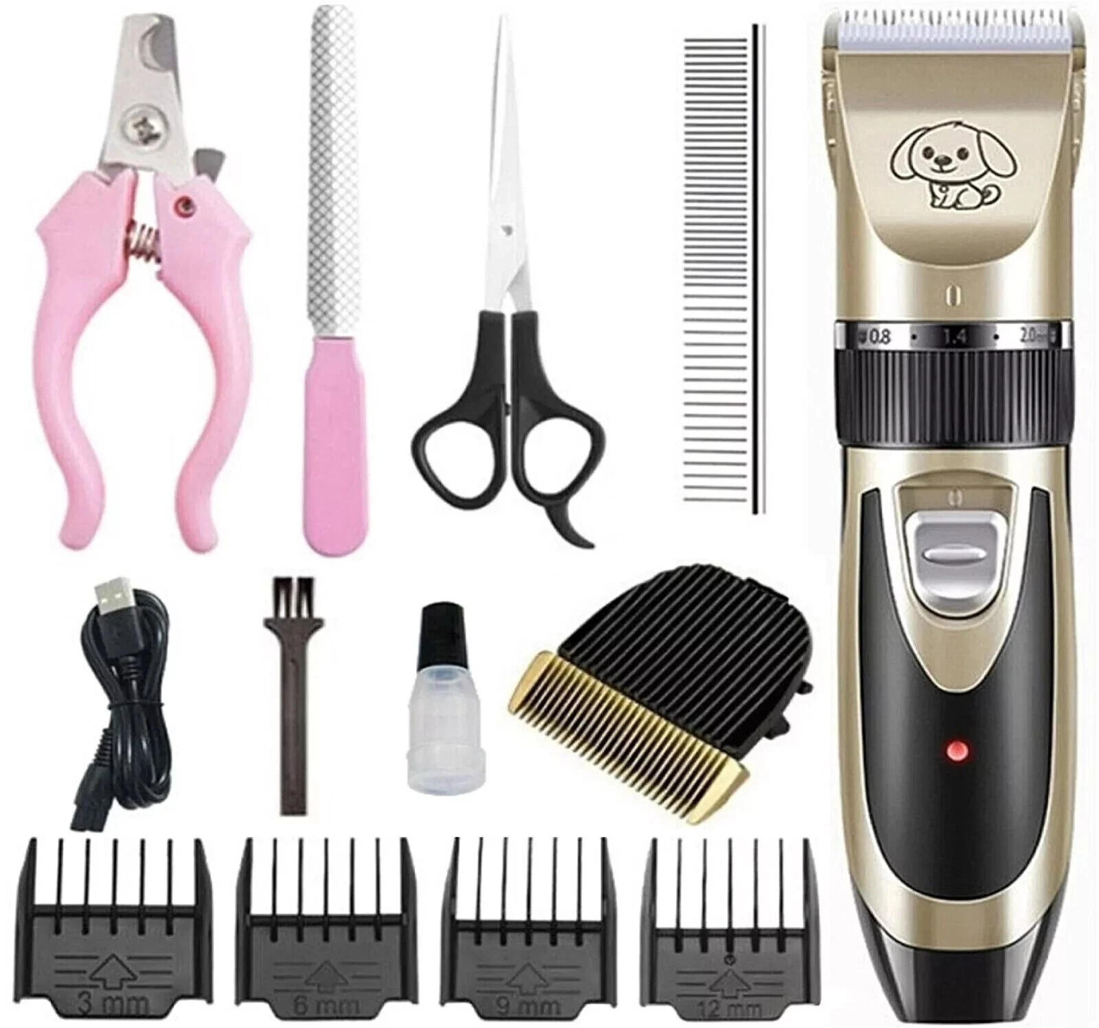 rechargeable dog cat grooming kit, cordless electric hair clipper, trimmer set for professional grooming