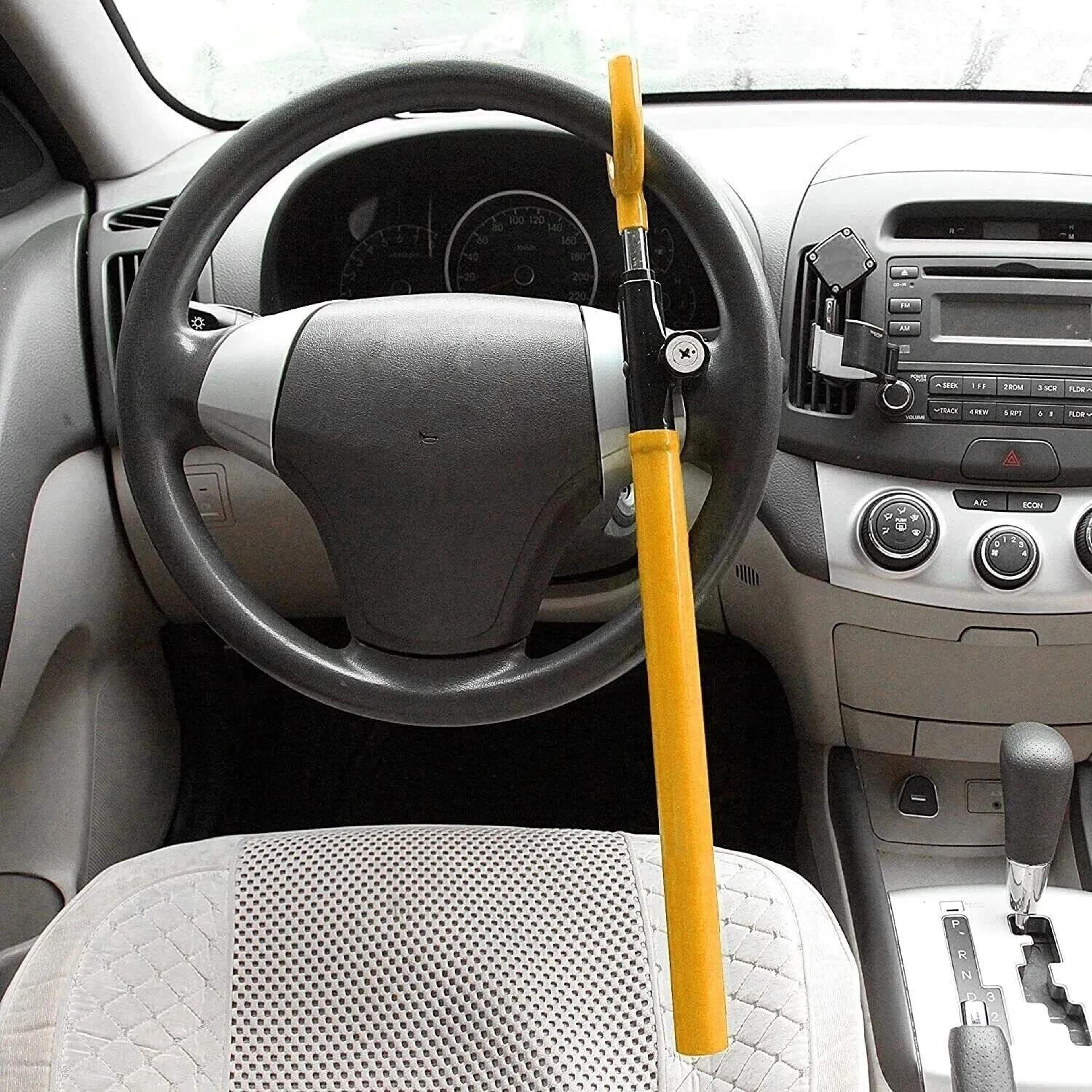 twin hooks anti theft steering wheel lock club, universal car van truck yellow protection