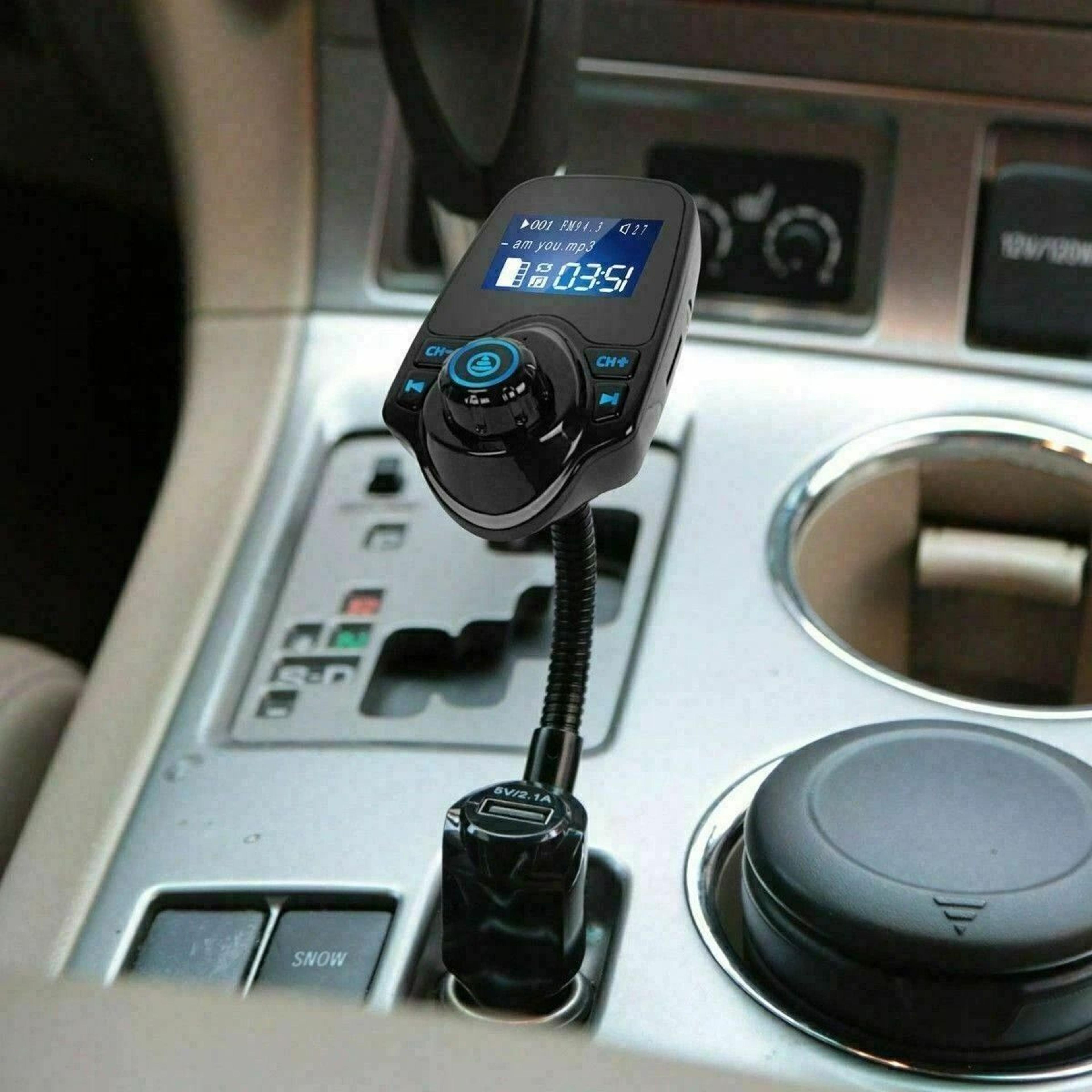 fm transmitter stereo, bluetooth wireless car receiver adapter with usb charger ports