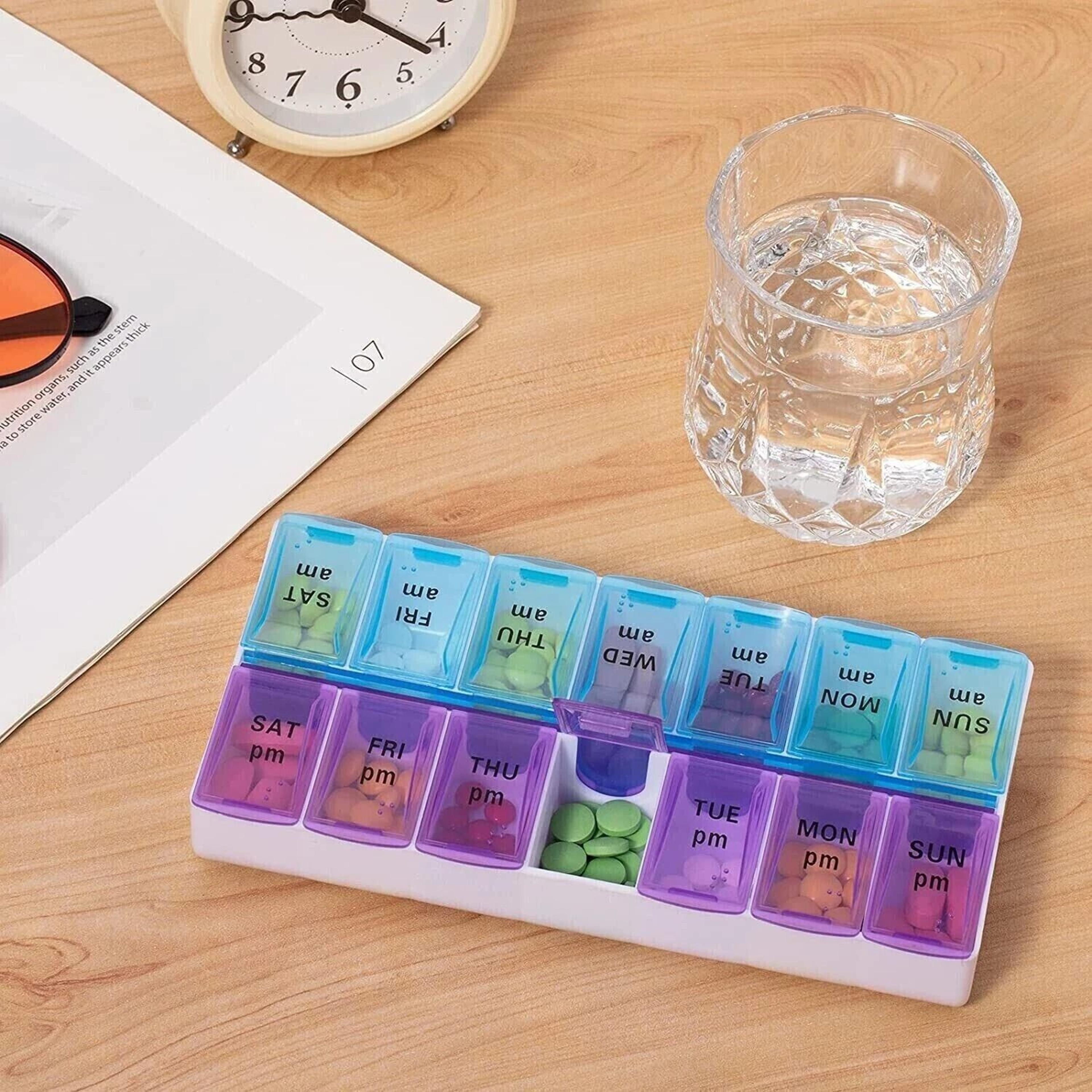 7 days am pm organizer, weekly pill box organizer, removable medicine case
