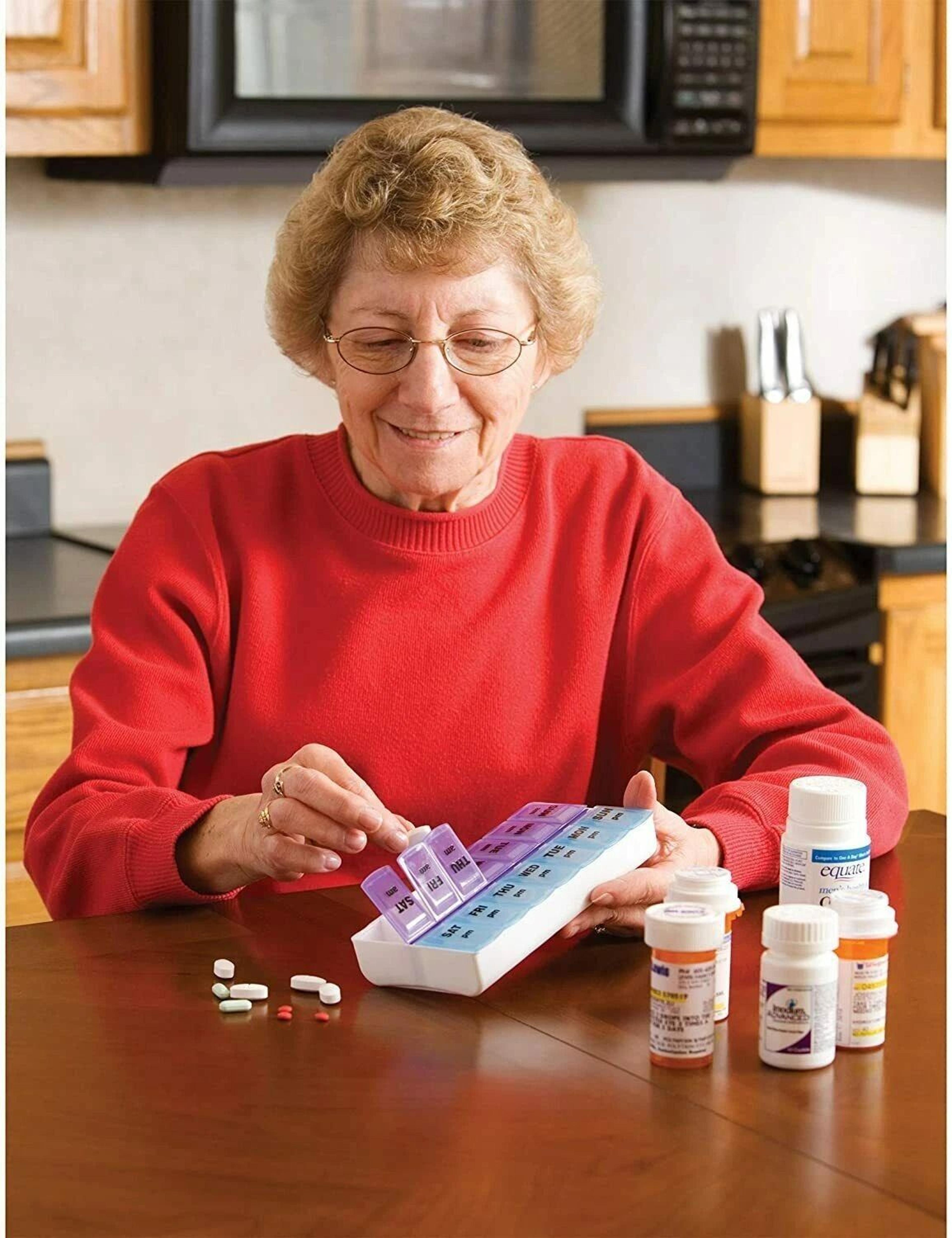 7 day ampm organizer case, weekly pill box organizer for medicine storage