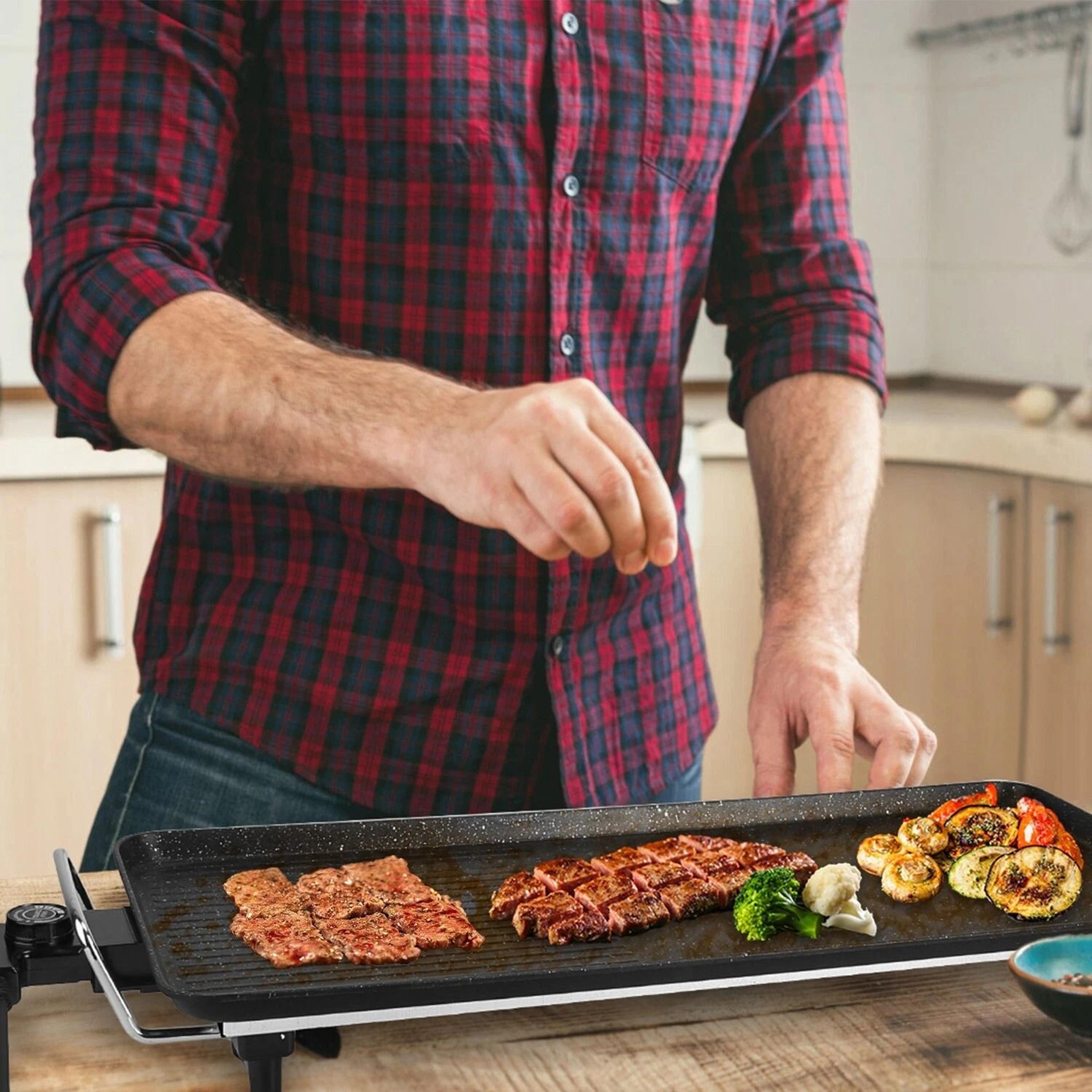 electric bbq grill, non-stick hot plate cook griddle, table grill for bbq lovers