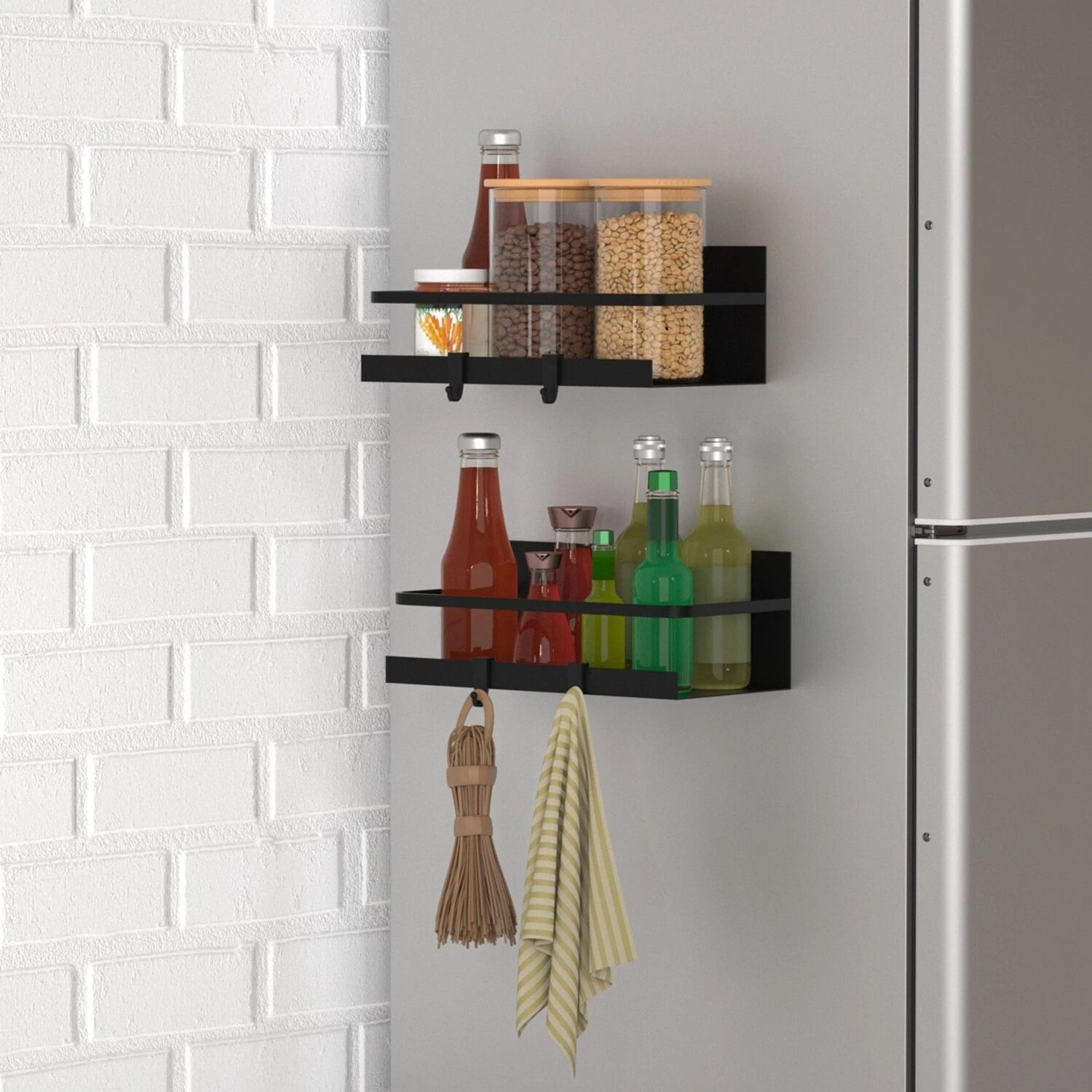 magnetic spice holder rack, kitchen and bathroom shelf storage trays, save space with stylish spice organizer