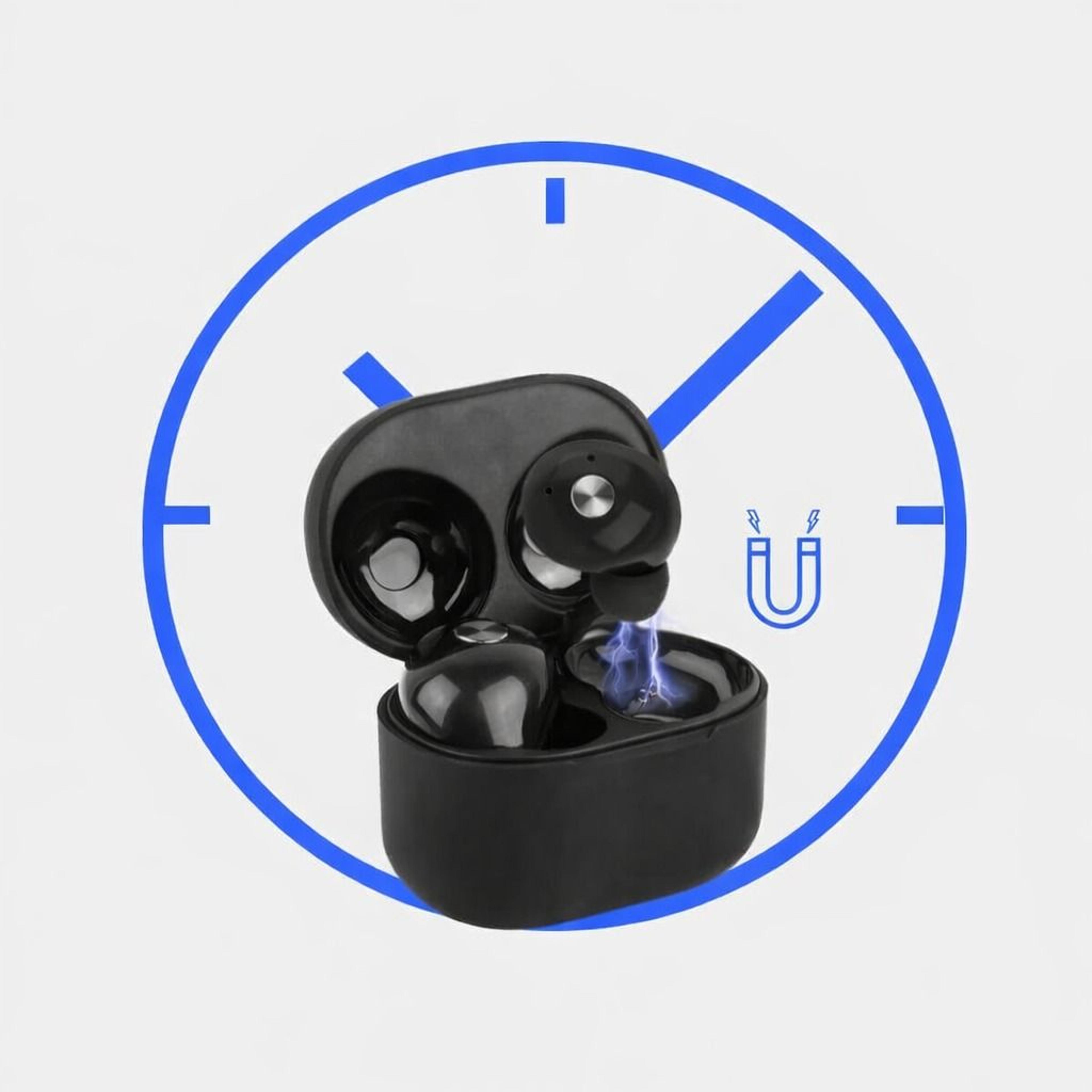 tws headset in-ear stereo, true wireless earbuds, magnetic charging headphones