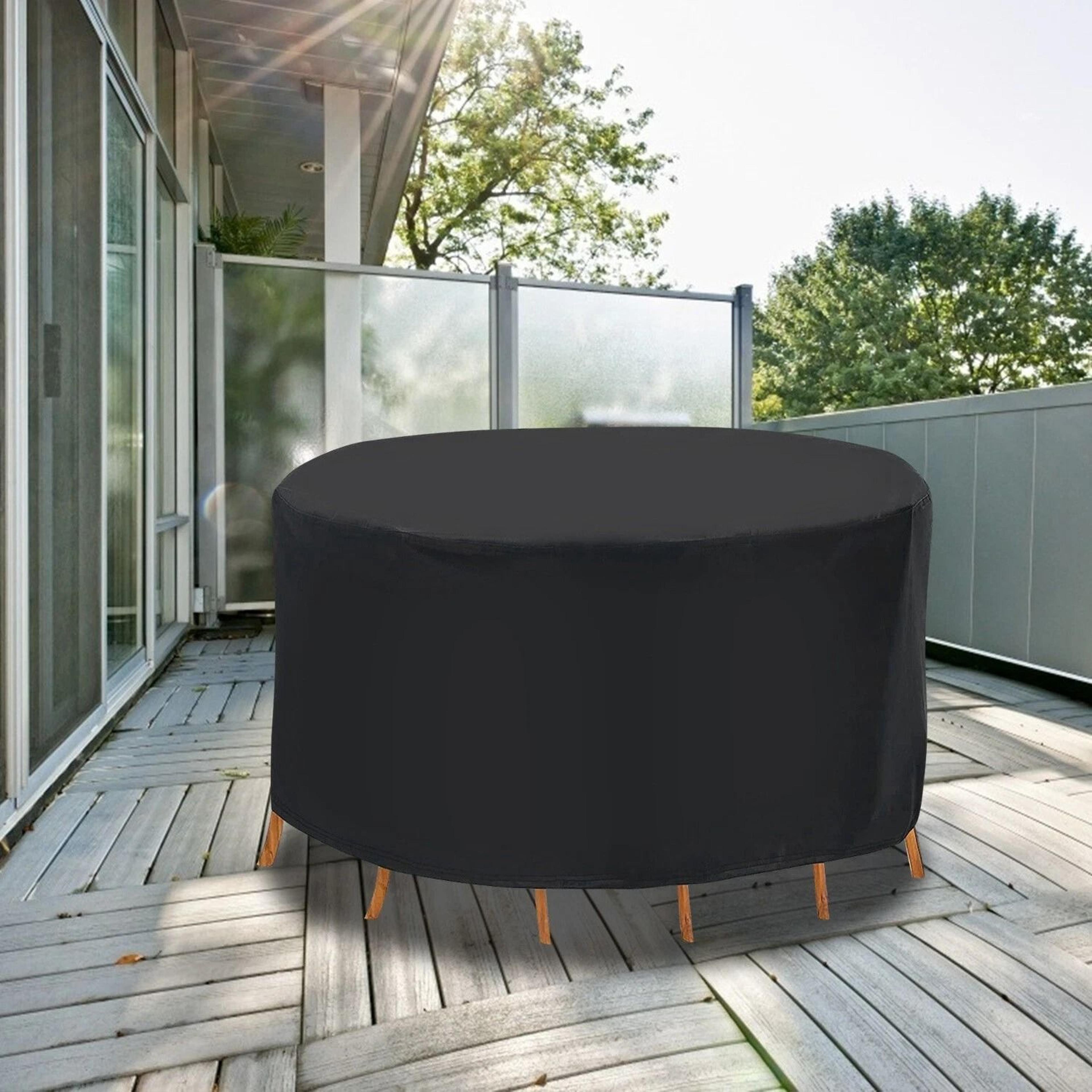 waterproof patio round furniture cover, windproof table chair set covers portable for all seasons