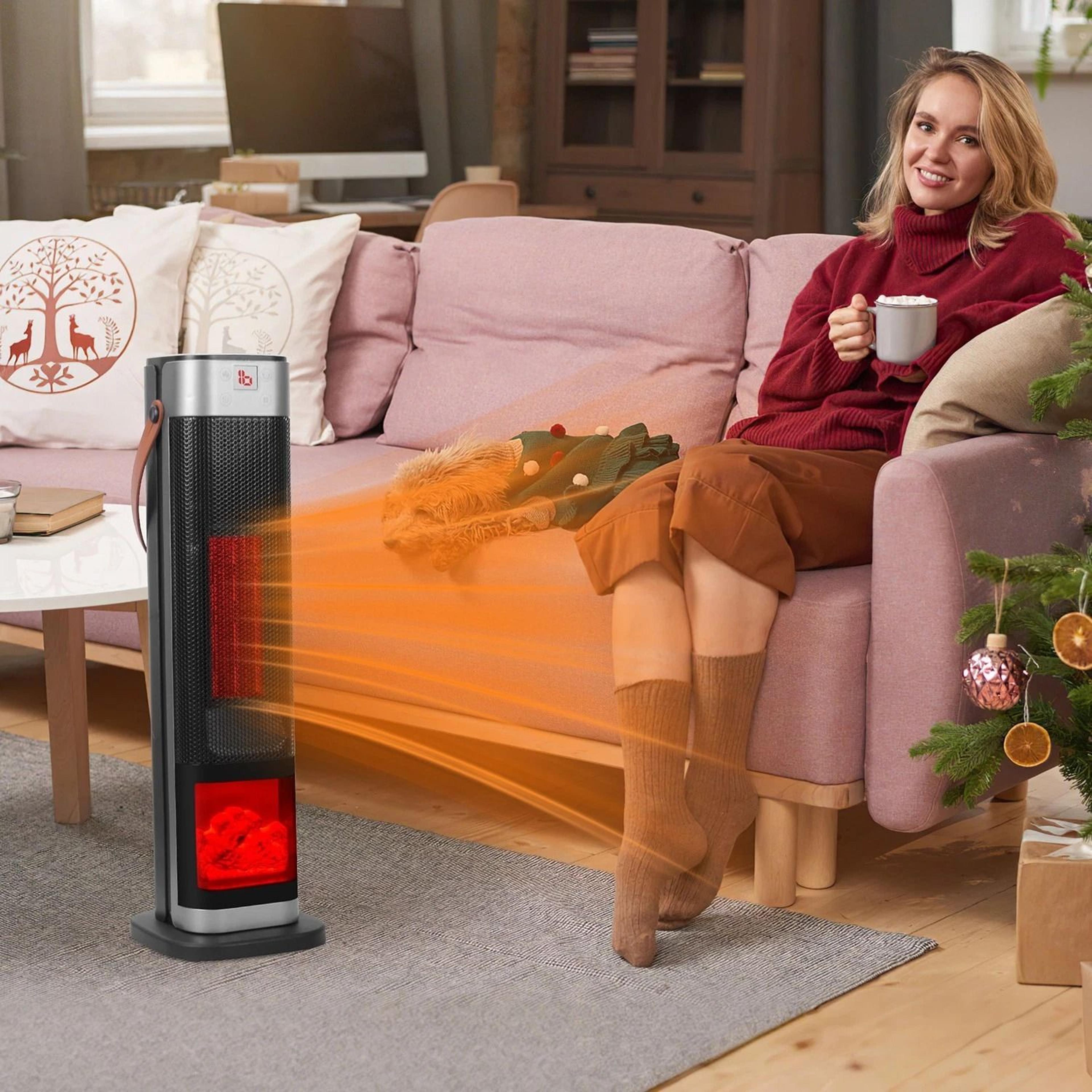 oscillating ceramic heater tower, 3d space heater for winter, electric warmer for home, efficient & portable heater