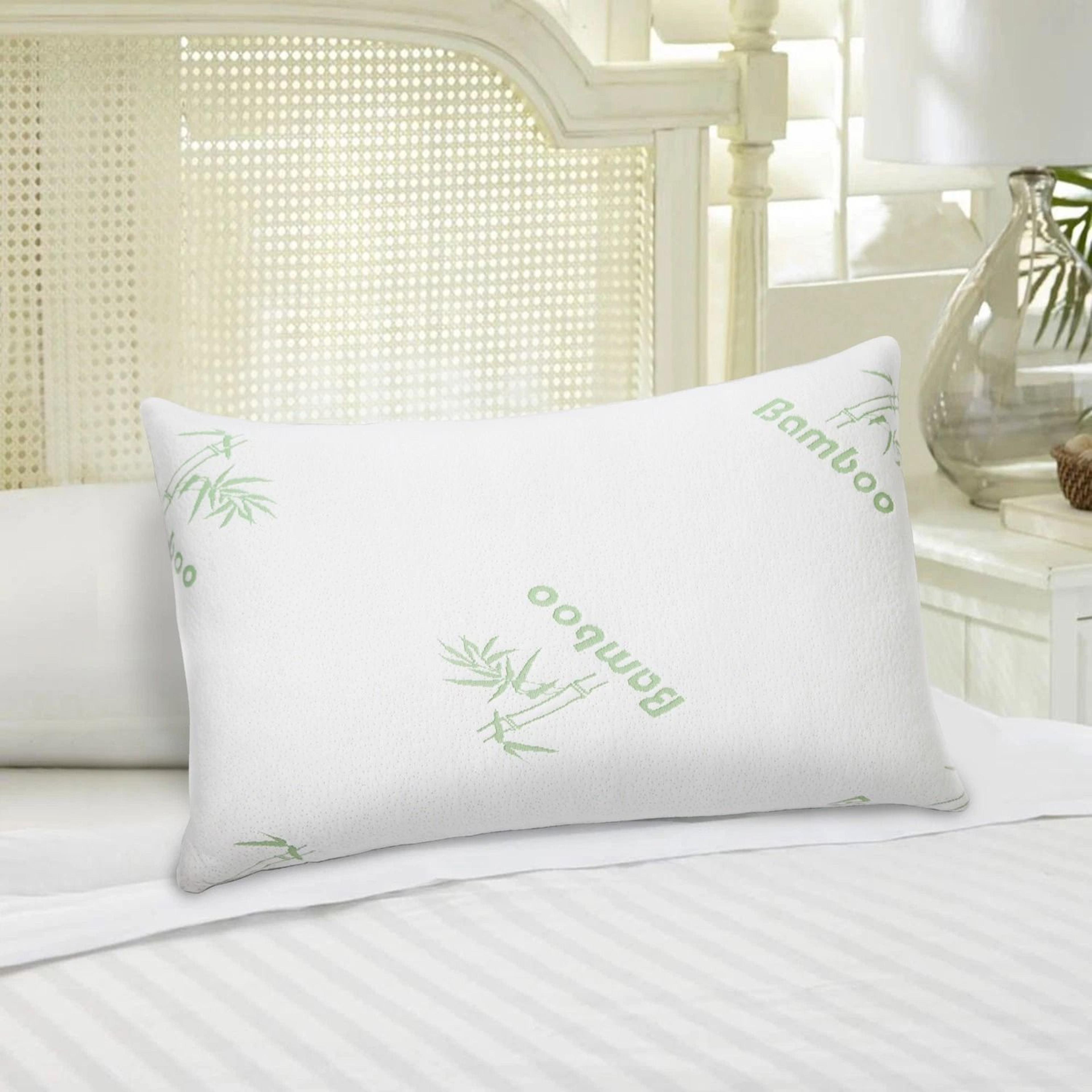 king size bamboo memory foam bed pillow, hypoallergenic with carry bag for better sleep