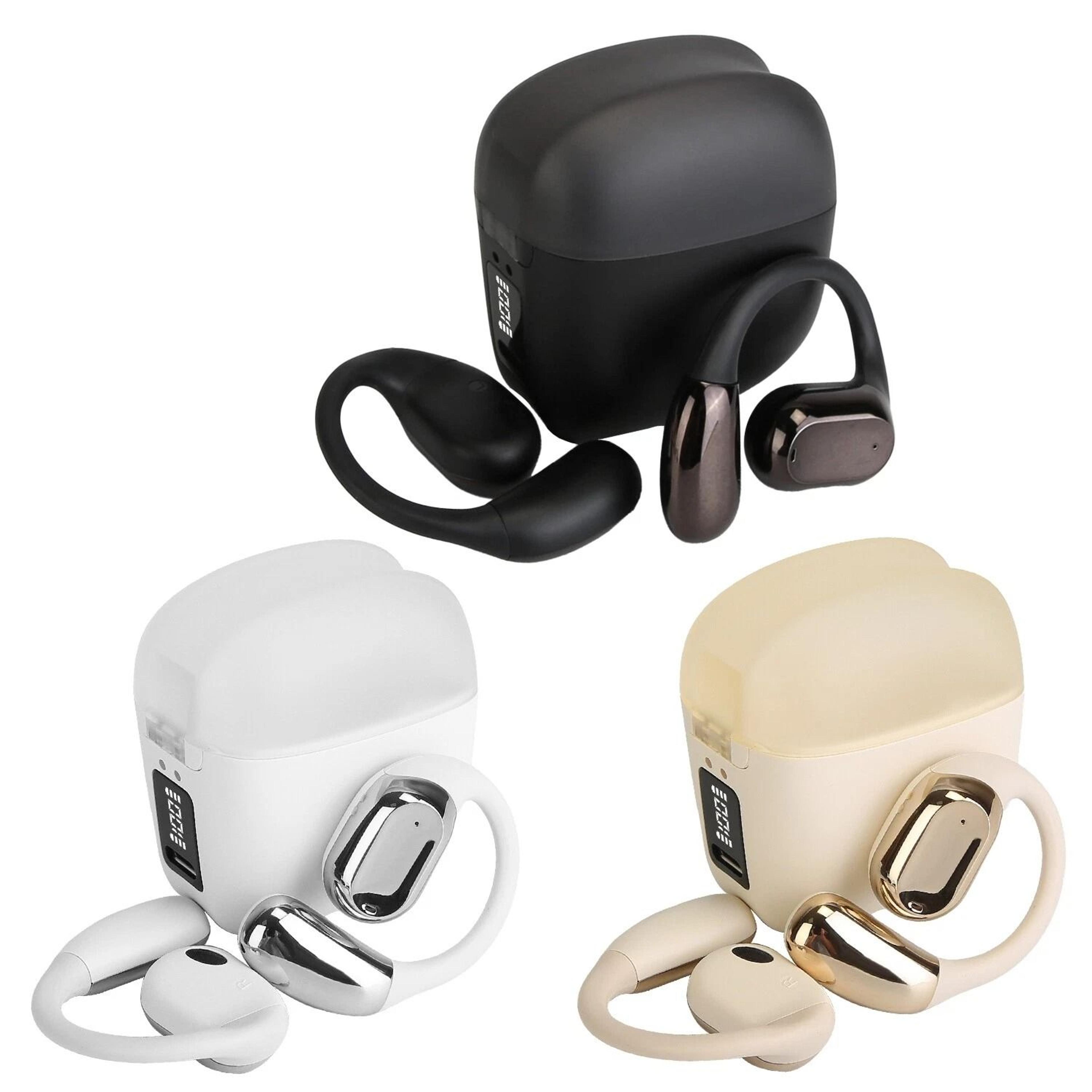 sport wireless headphones open, earbuds with earhook display, charging case for active lifestyles