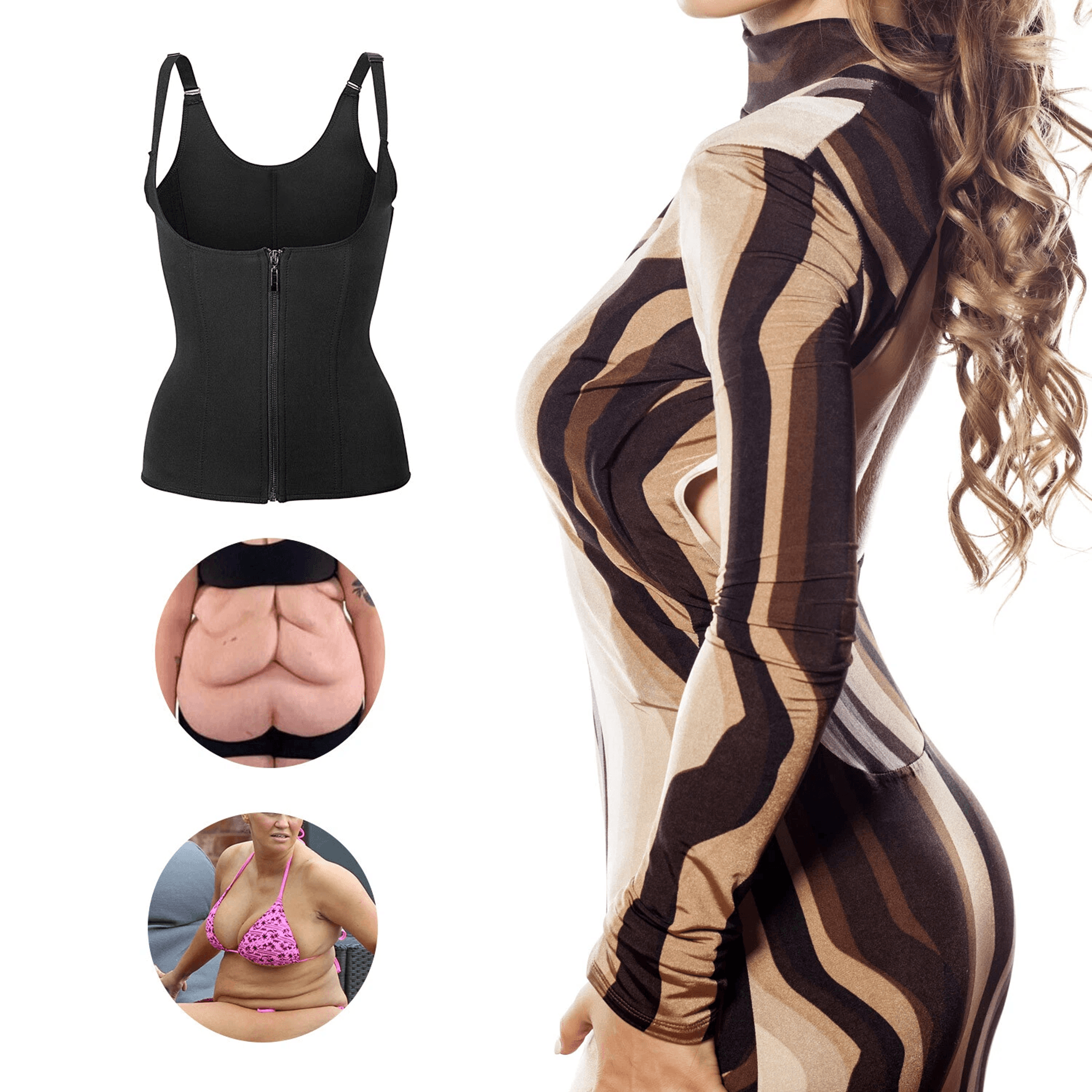 latex waist trainer cincher full body shaper black underbust corset shapewear, waist slimming & body shaping control