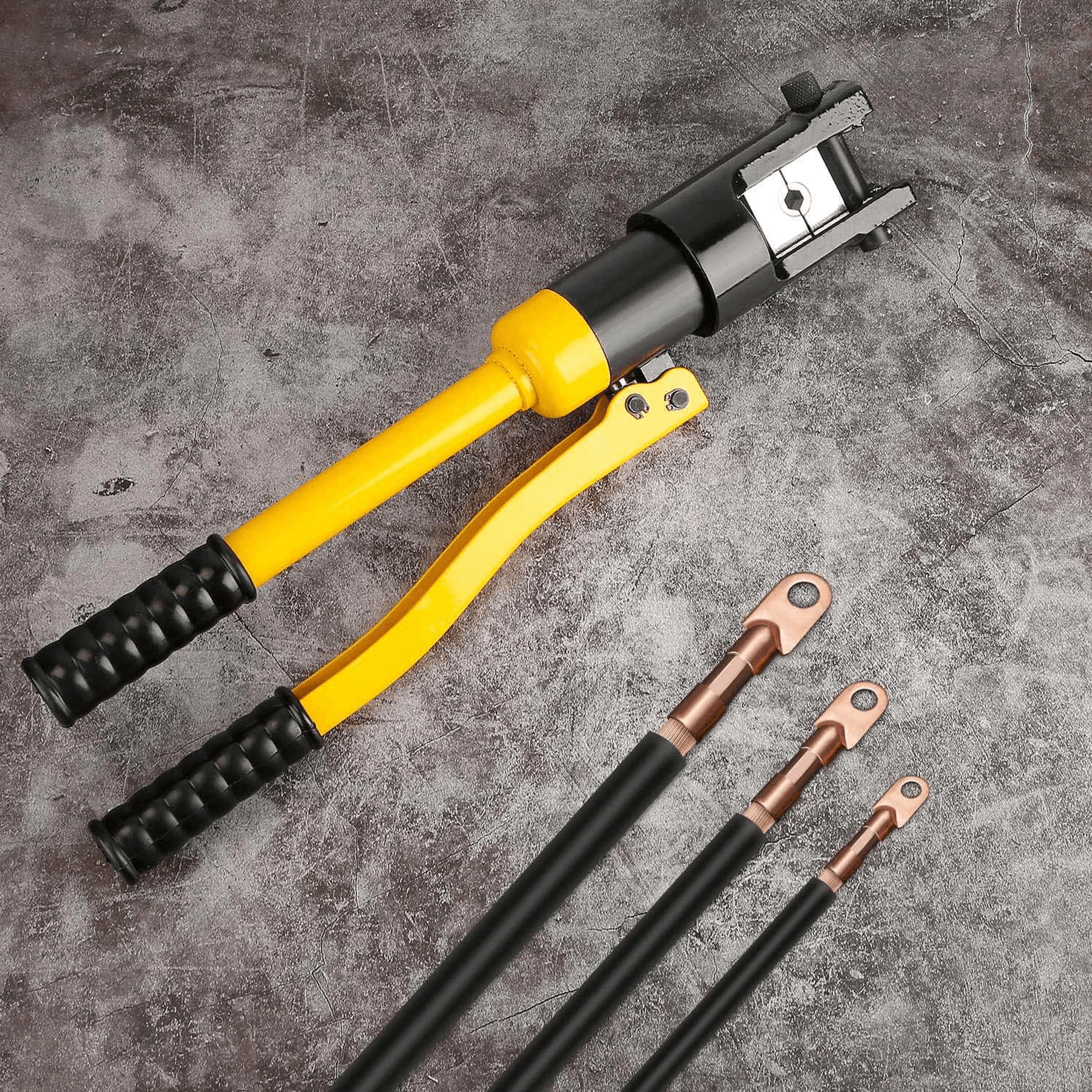 12 ton hydraulic crimper tool for battery cable lug terminal, crimping kit with 12 dies, heavy duty hydraulic crimping