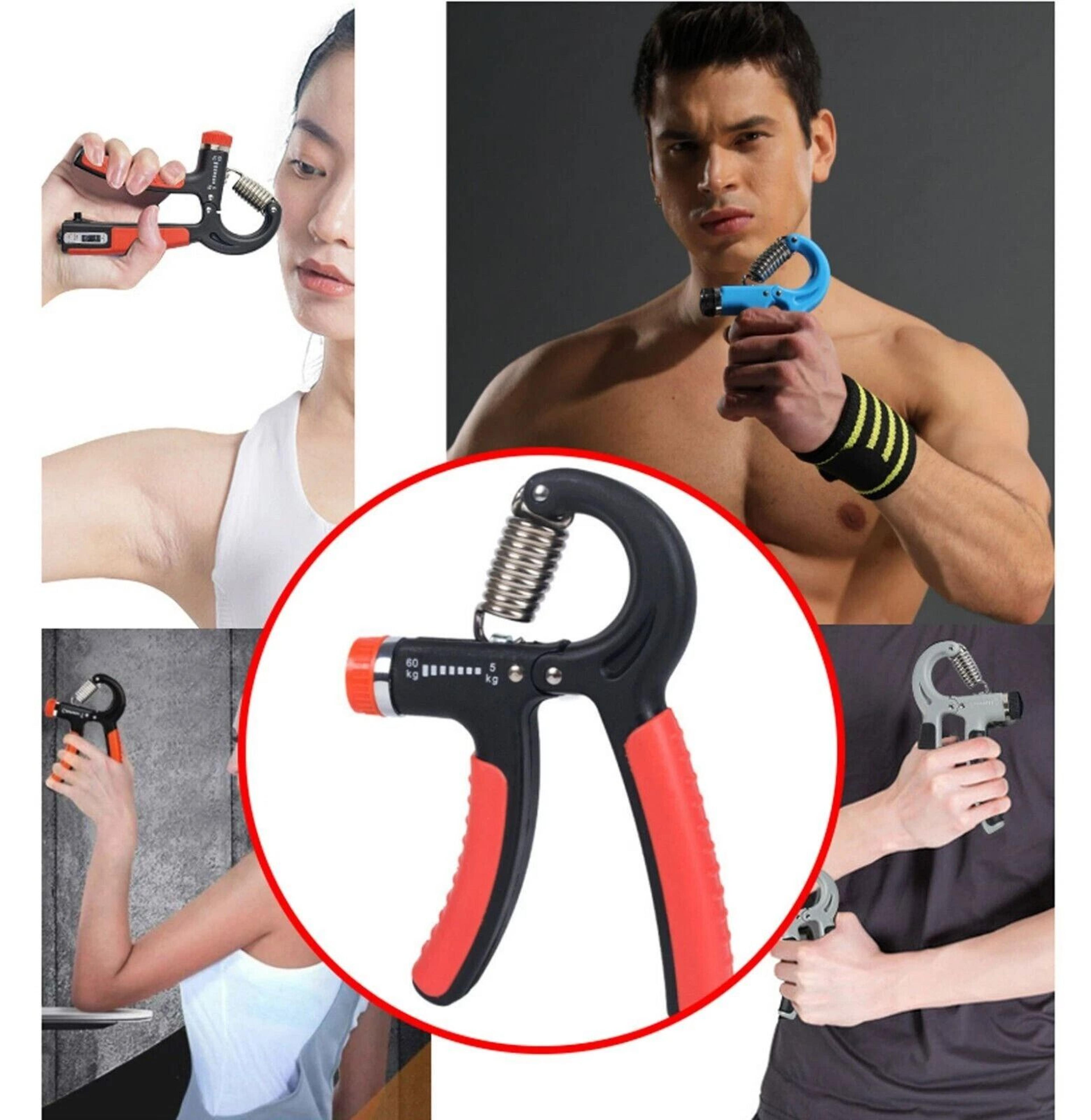 adjustable hand grip strength power trainer, gym exerciser, gripper strengthener for improved hand and forearm strength