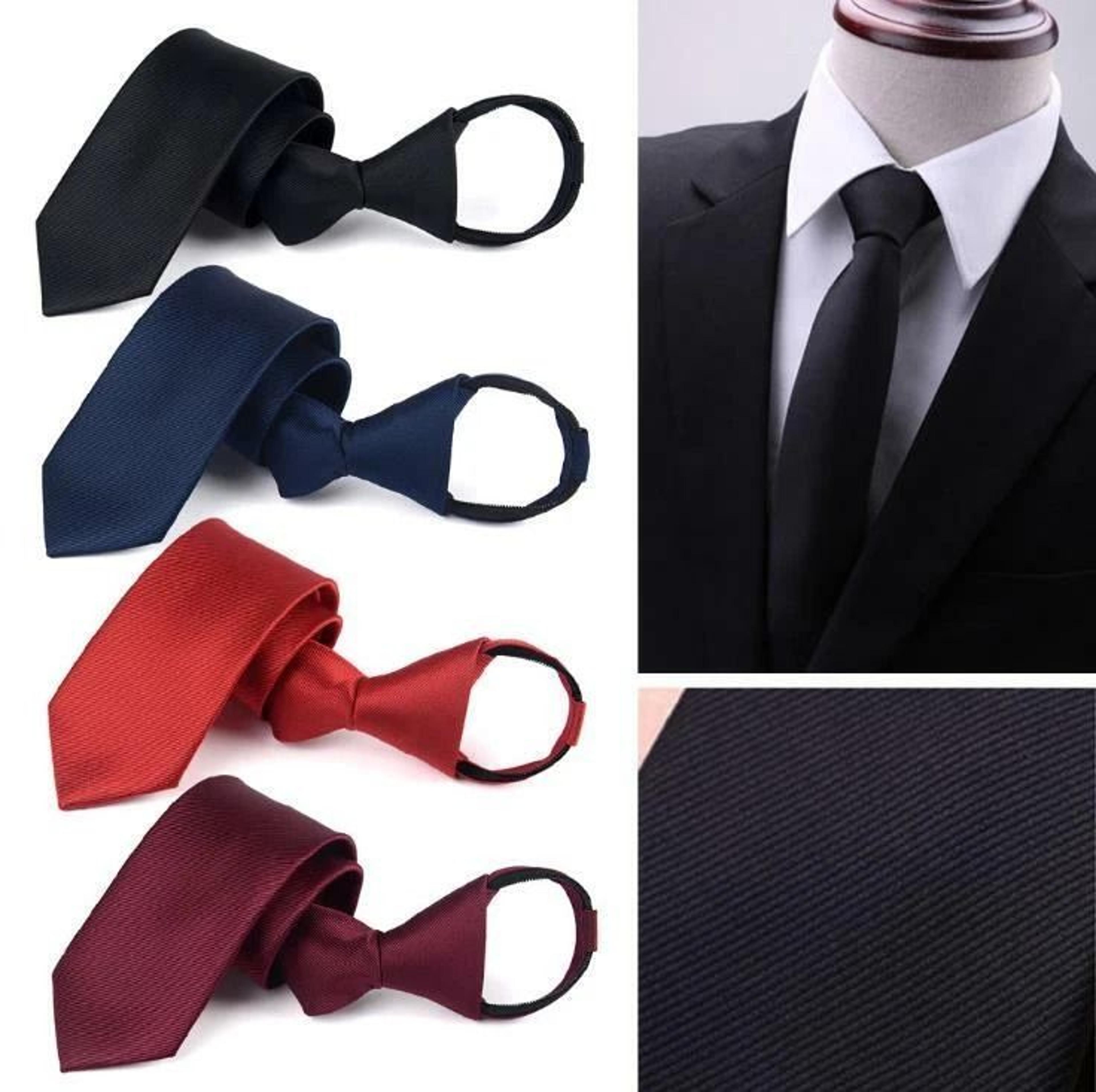 ready knot pre tied formal zipper tie for men, solid color neck wear, stylish & convenient, perfect for formal occasions