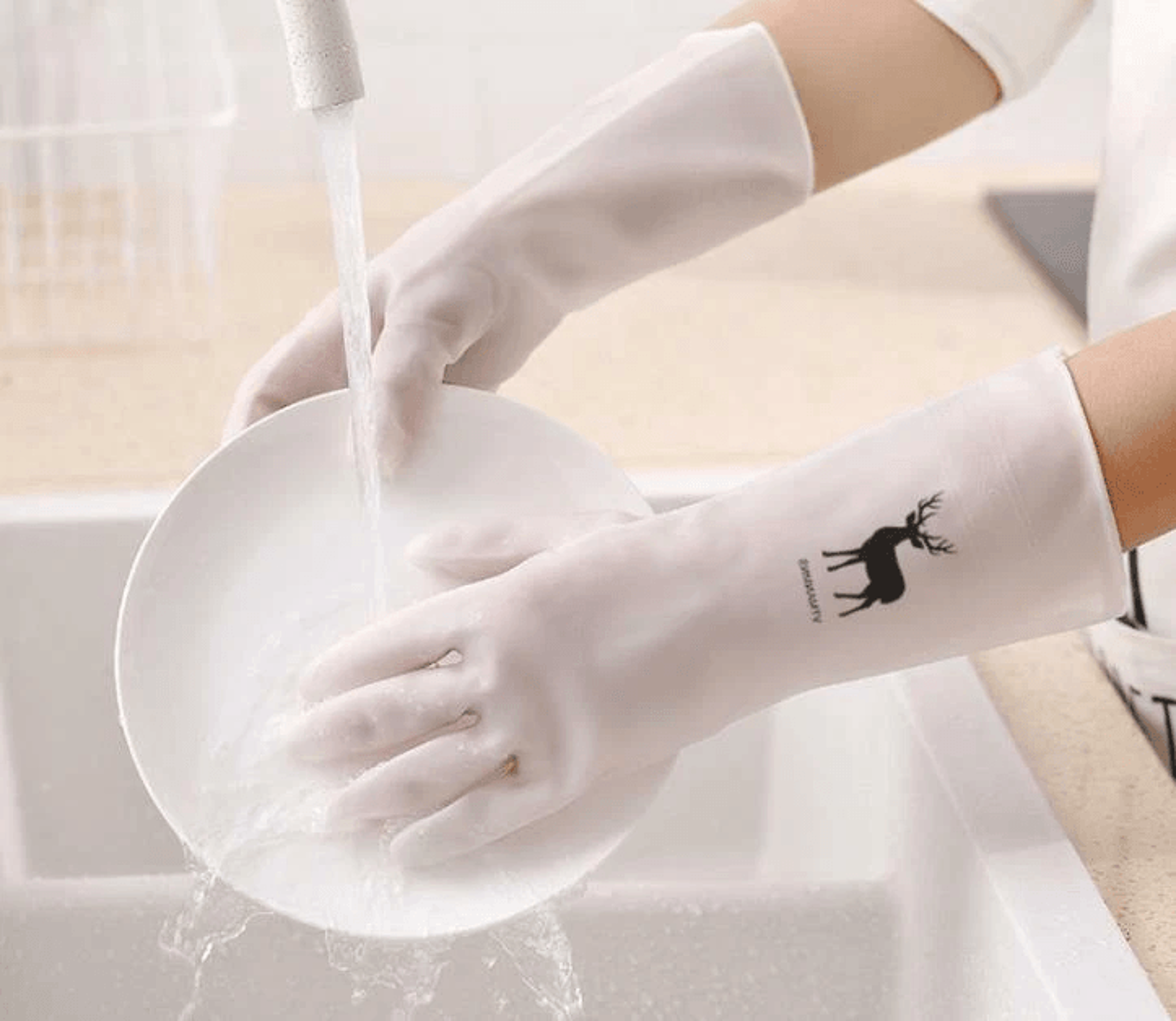 kitchen long waterproof cleaning gloves, reusable washing gloves, rubber latex gloves for all-purpose cleaning