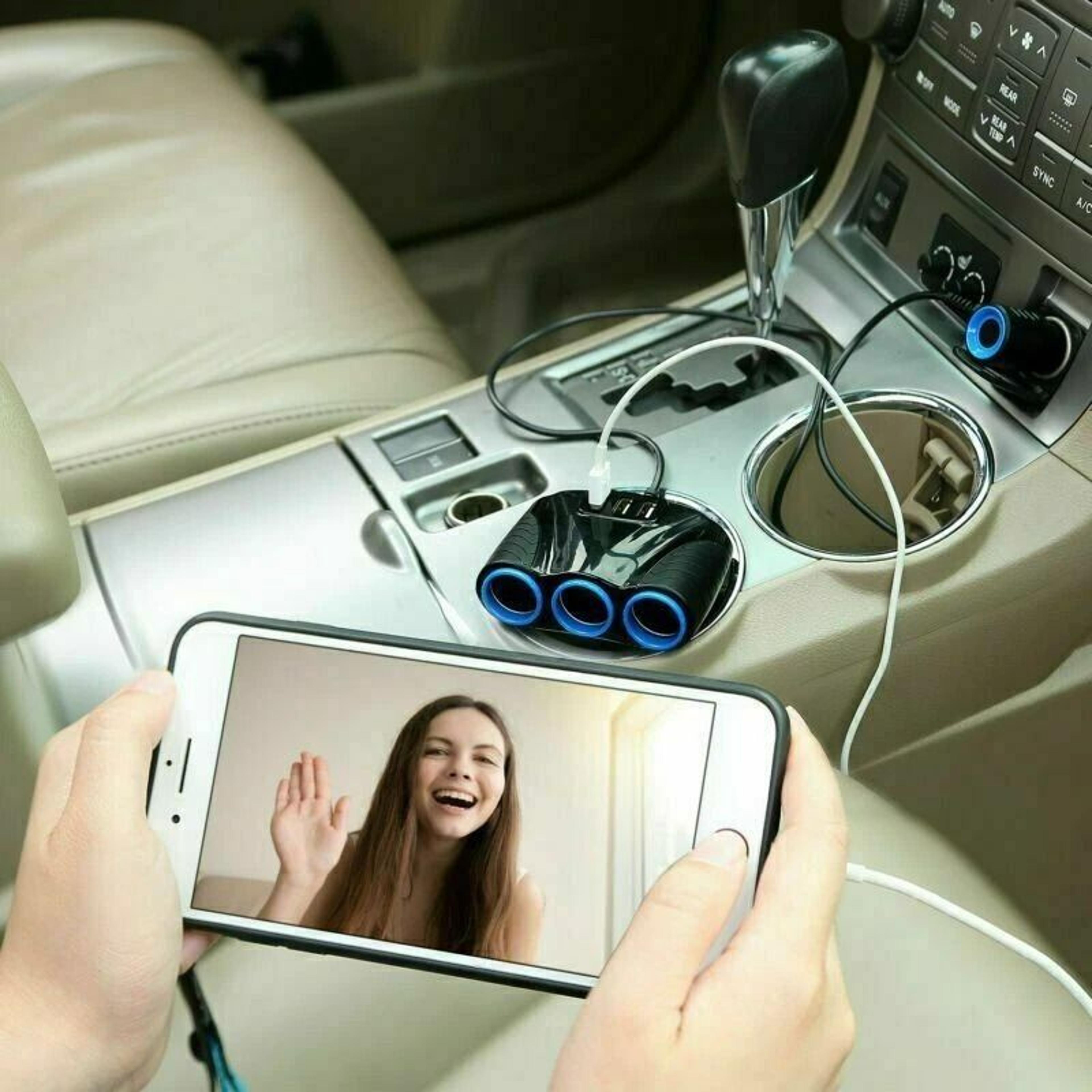 three usb charger power adapter car, way cigarette lighter socket splitter , universal car power outlet splitter