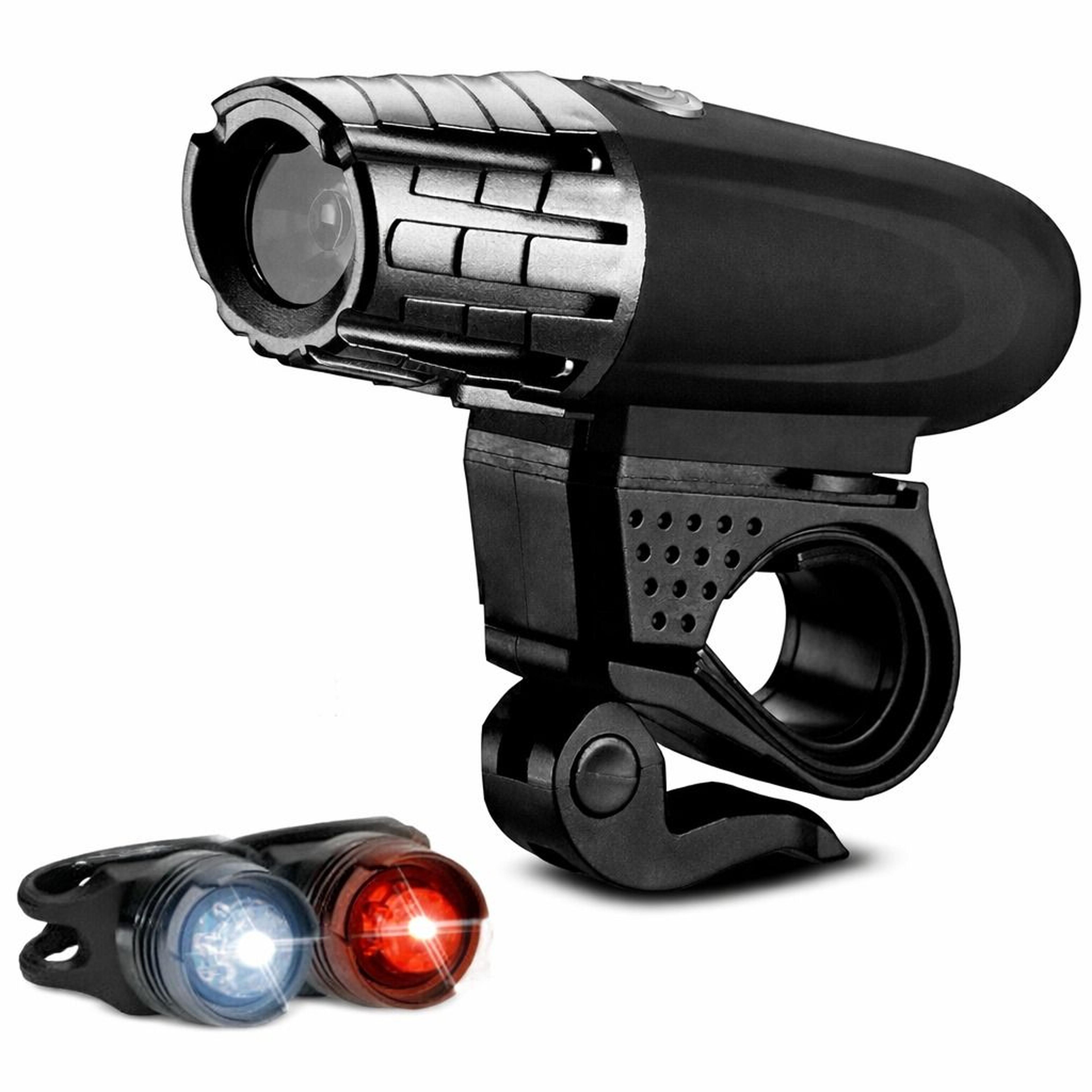 usb rechargeable led bicycle bike front headlight and rear tail light set, high-power brightness, durable and waterproof