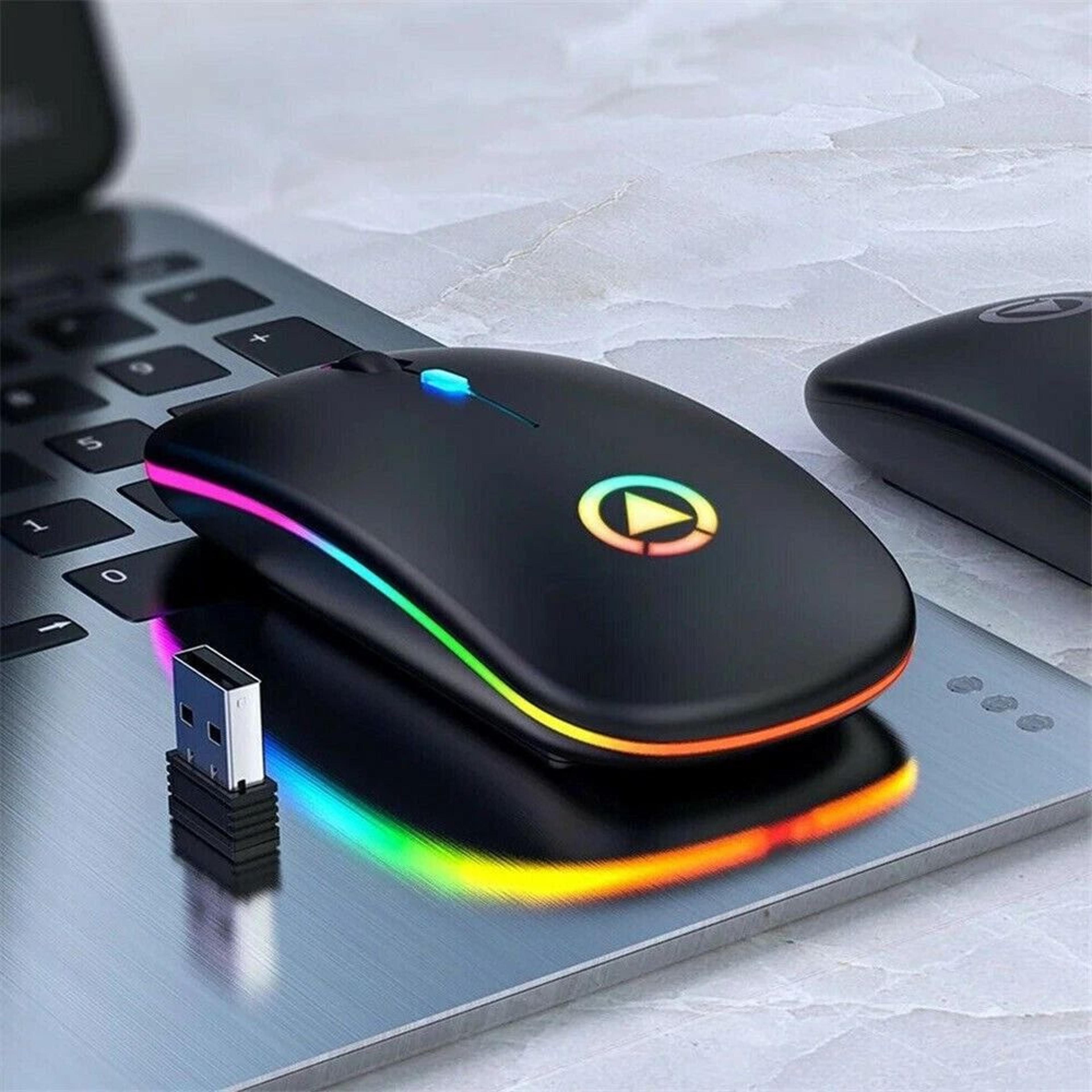 cordless mice for pc laptop, wireless optical mouse, usb rechargeable rgb