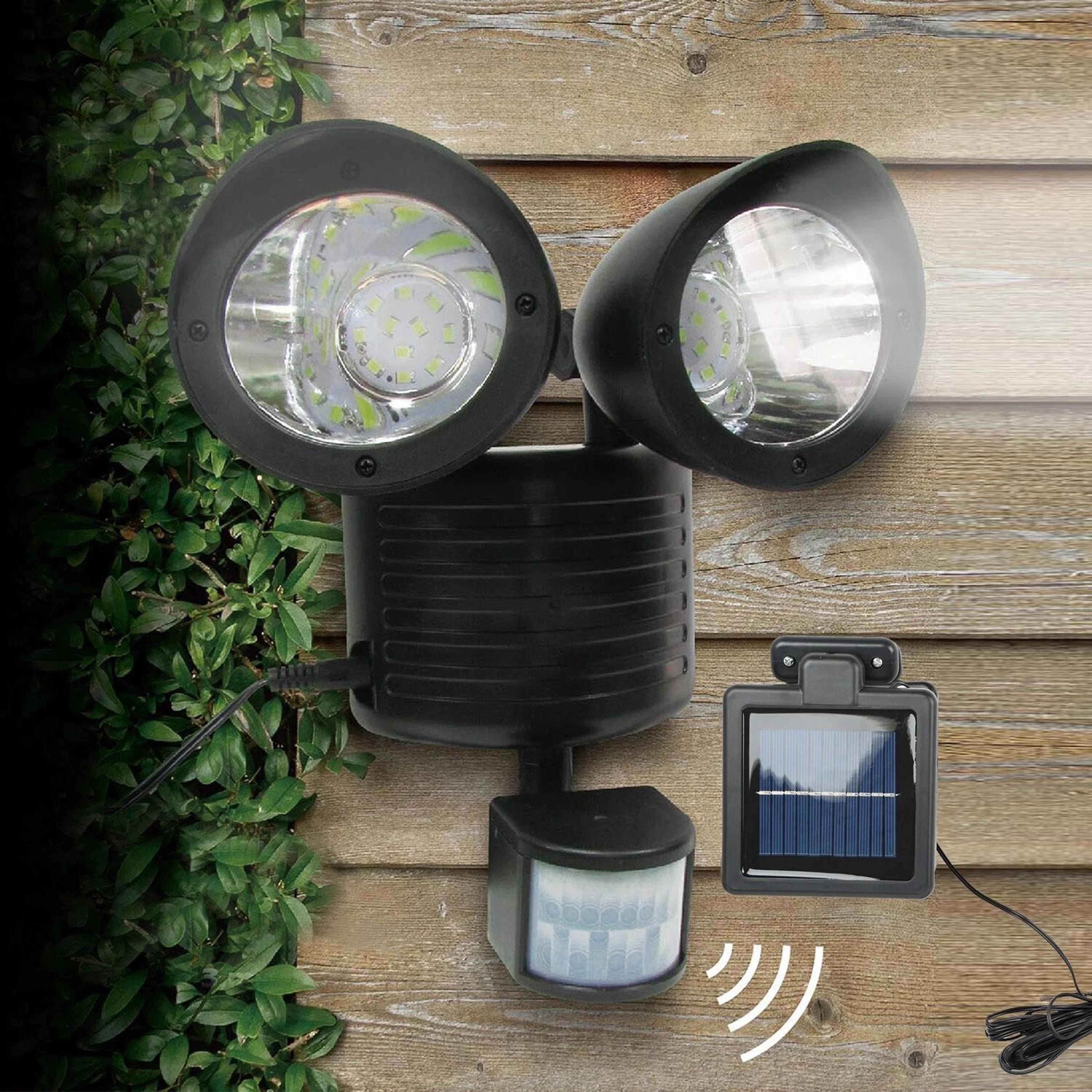 led dual security detector, motion sensor outdoor floodlight, solar spot light for home security and pathway