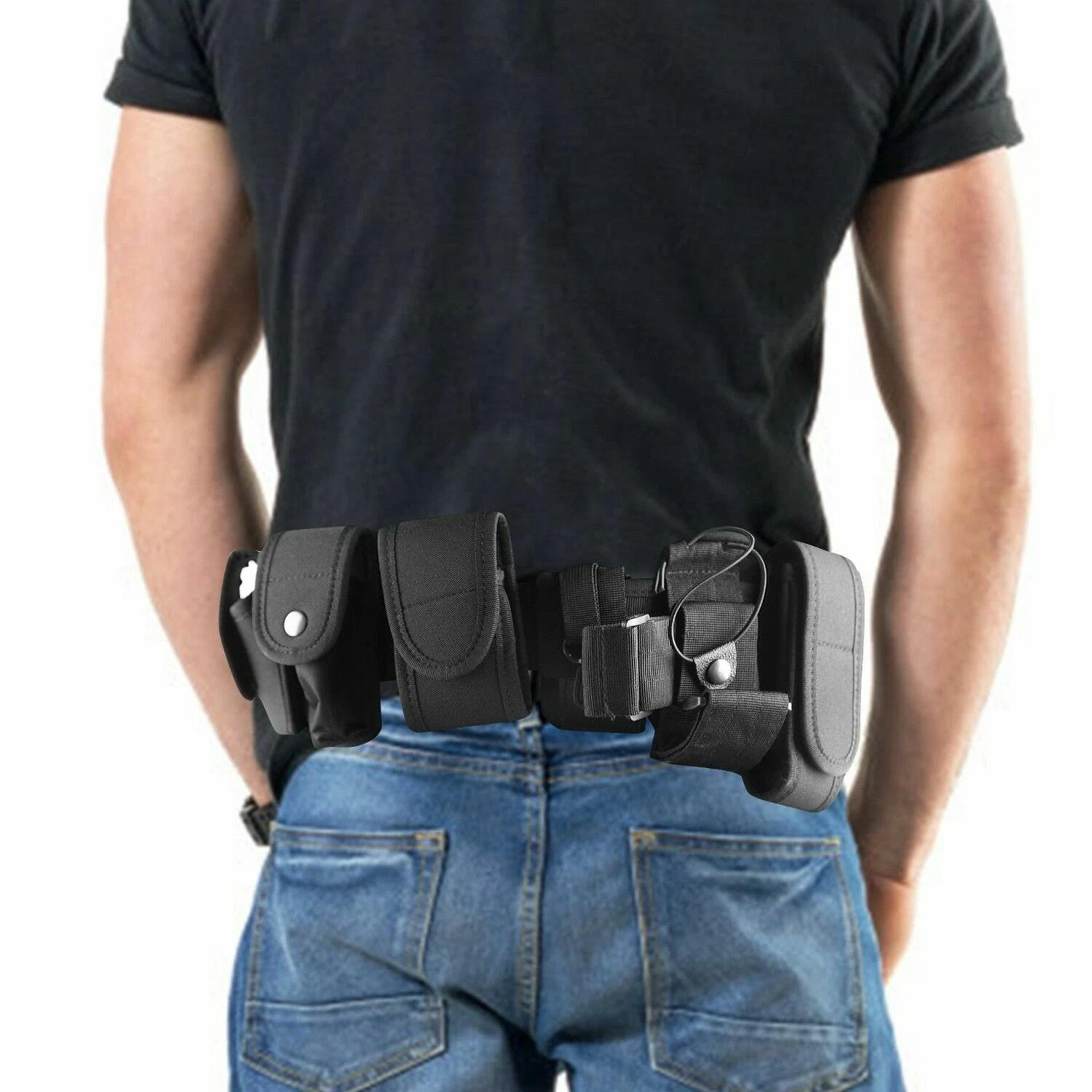 police security guard duty belt, black tactical nylon kit, utility kit system with pouch