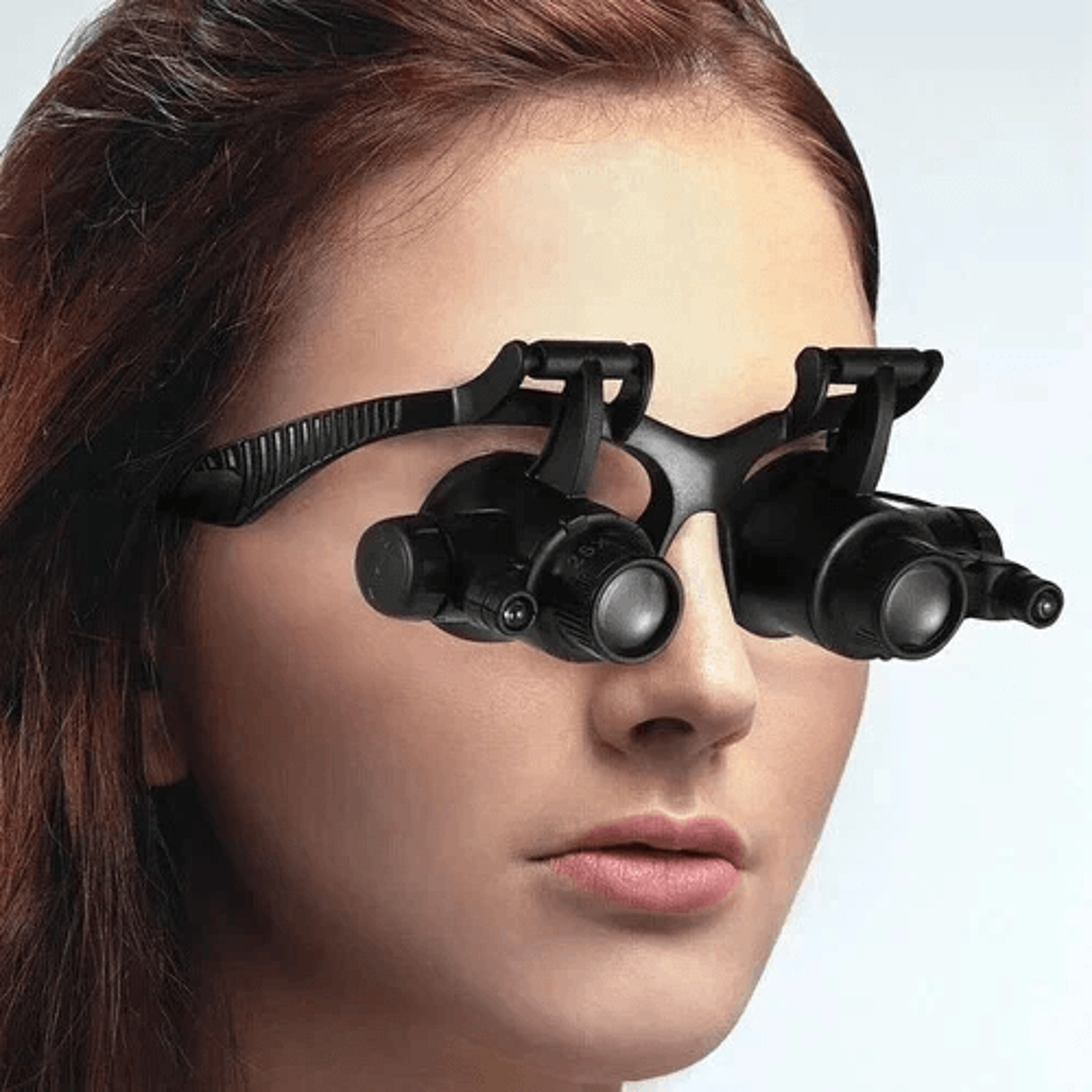 jewelry watch repair loupe glasses with led light, double eye magnifier, 8 lens for detailed inspection