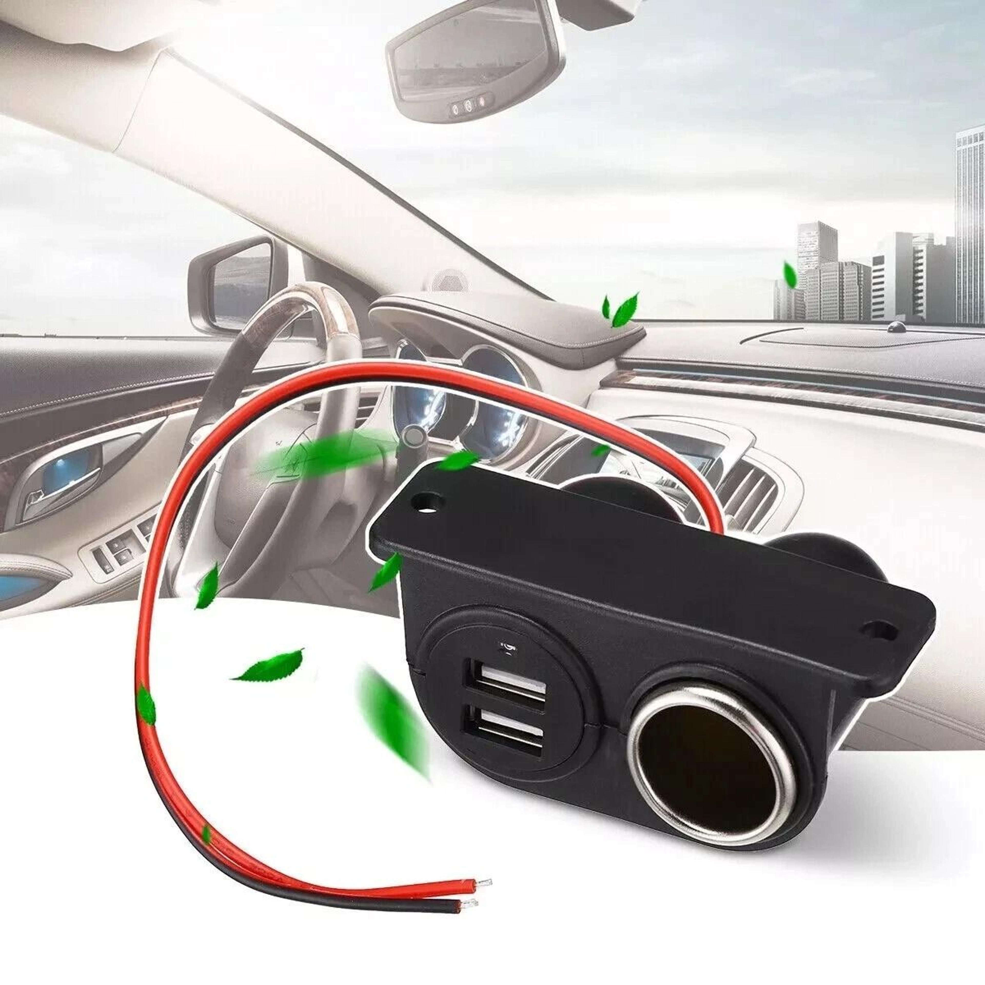 dual usb car cigarette lighter splitter, 12v power adapter outlet for vehicles