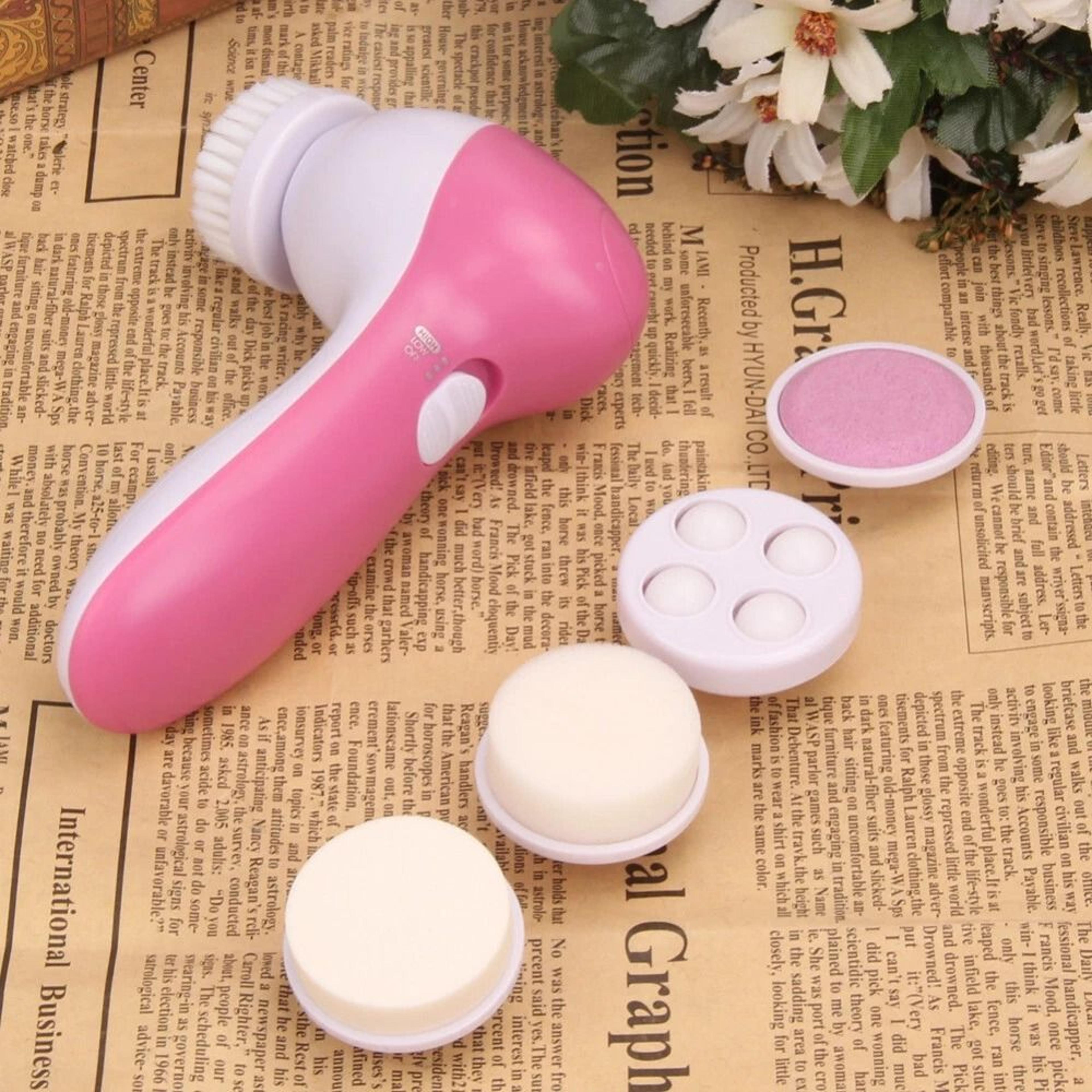 ultrasonic facial cleansing brush, 5 in 1 exfoliate electronic skin massager, deep cleanser for radiant face skin
